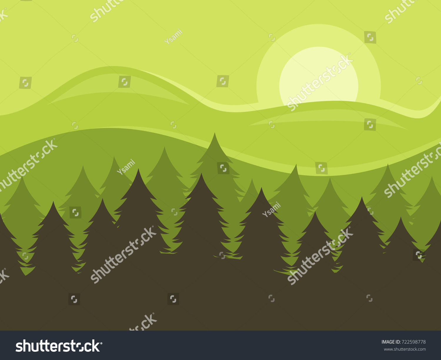 Pine Forest Landscape Vector Illustration Stock Vector (royalty Free 