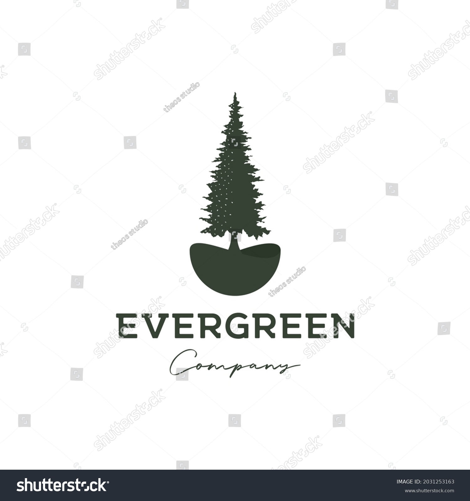 Pine Tree Evergreen Timberland Logo Design Stock Vector (Royalty Free ...