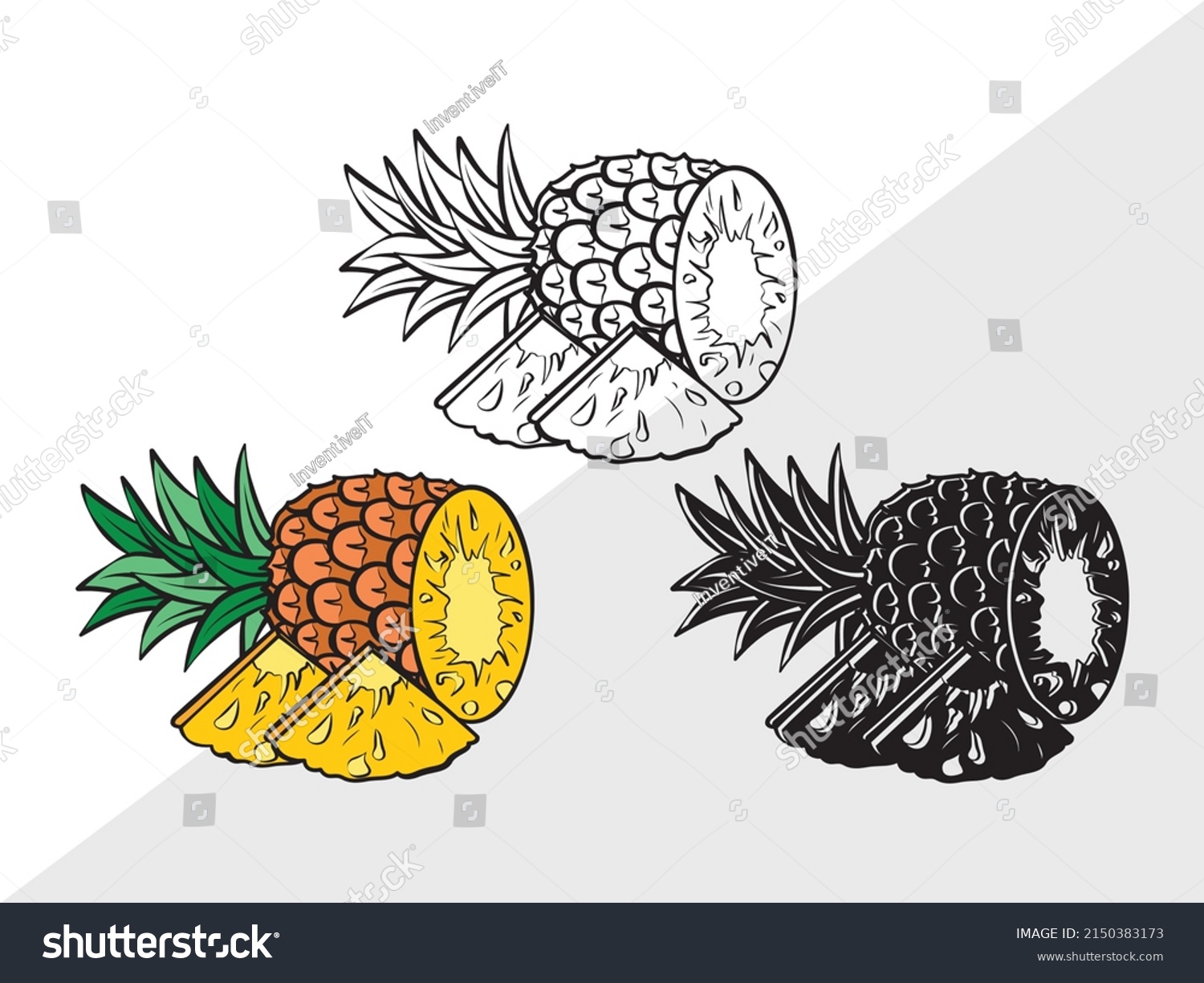 Pineapple Clipart Printable Vector Illustration Stock Vector (Royalty Free) 2150383173 ...
