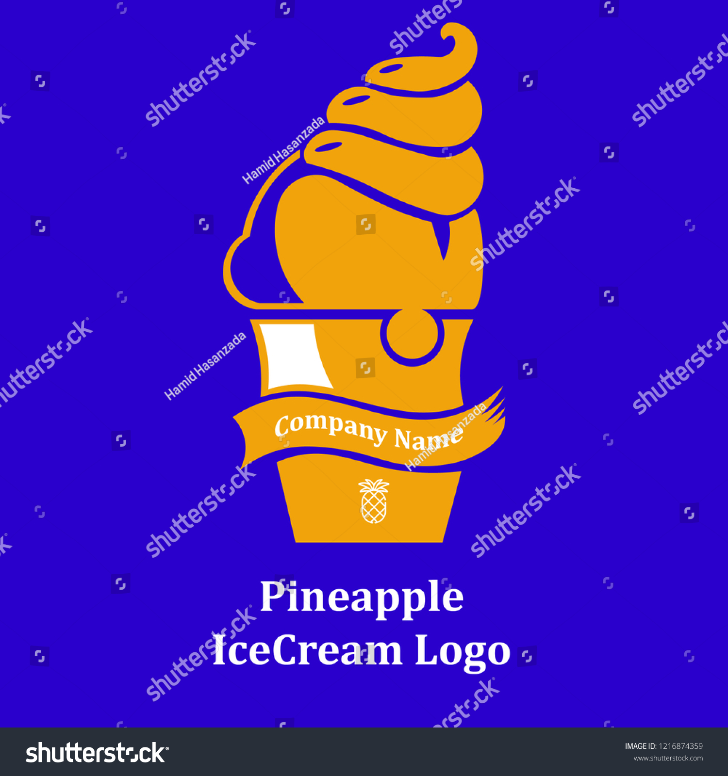 Pineapple Ice Cream Logo Stock Vector (Royalty Free) 1216874359 Shutterstock