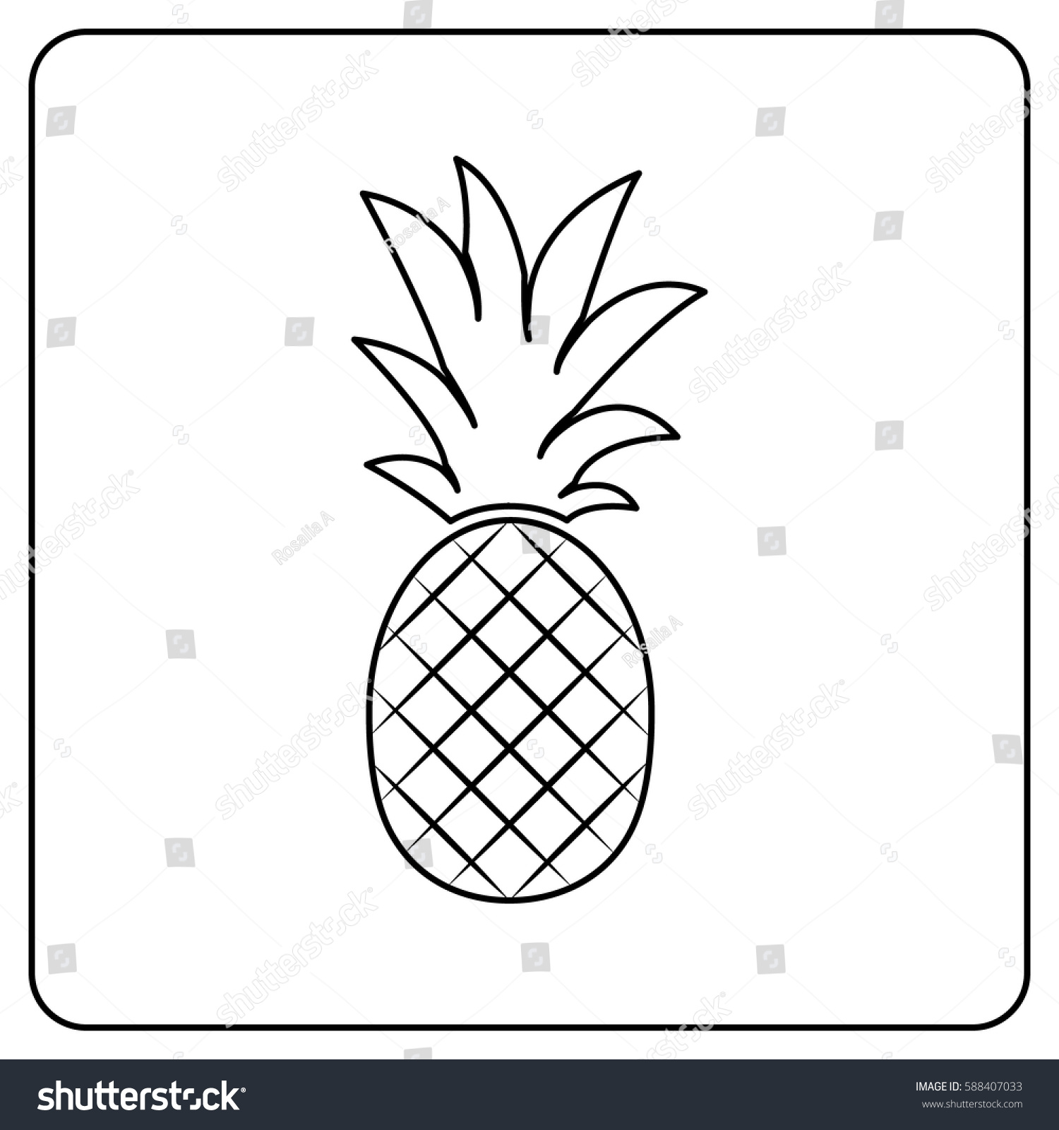 Pineapple Line Illustration Vector Simple Black Stock Vector (Royalty ...