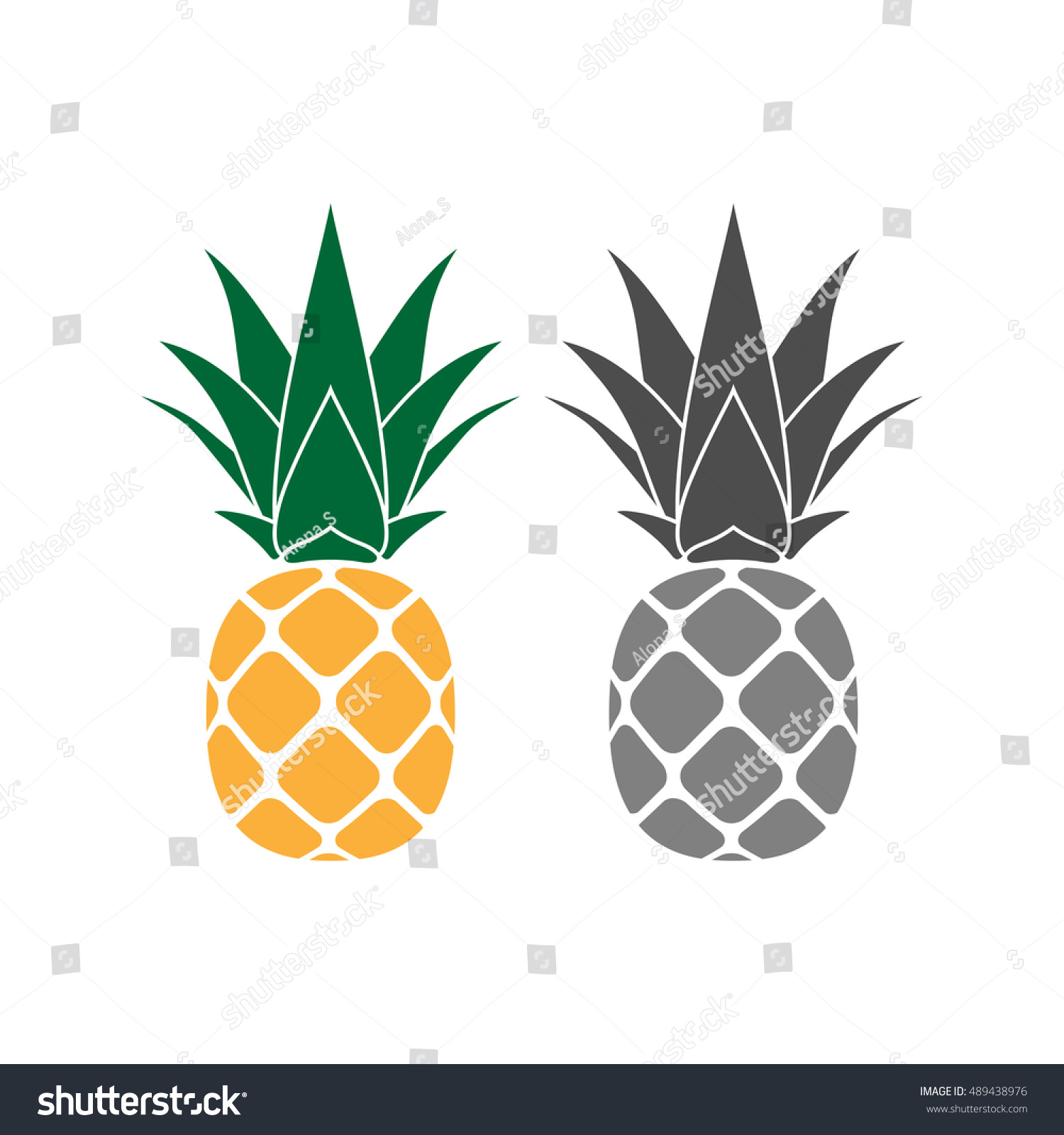 Pineapple Leaf Icons Set Tropical Fruits Stock Vector Royalty Free 489438976 3533