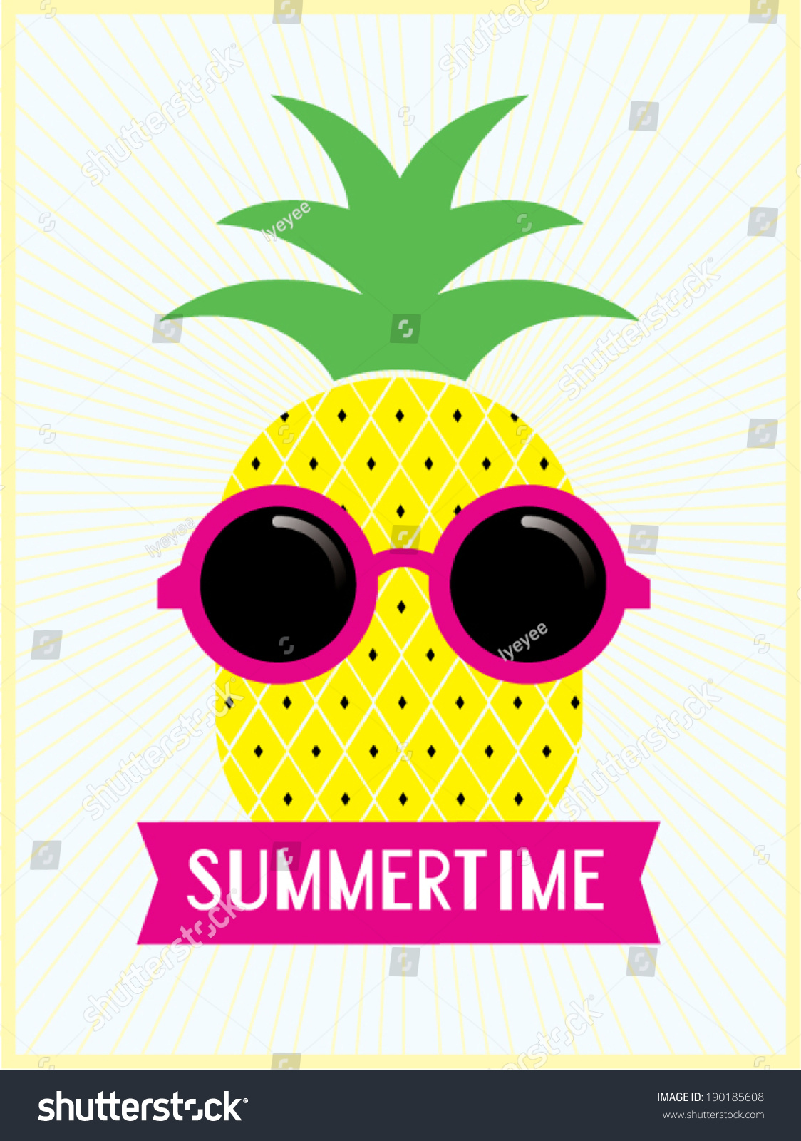 Pineapple Sunnies Summertime Template Vectorillustration ...
