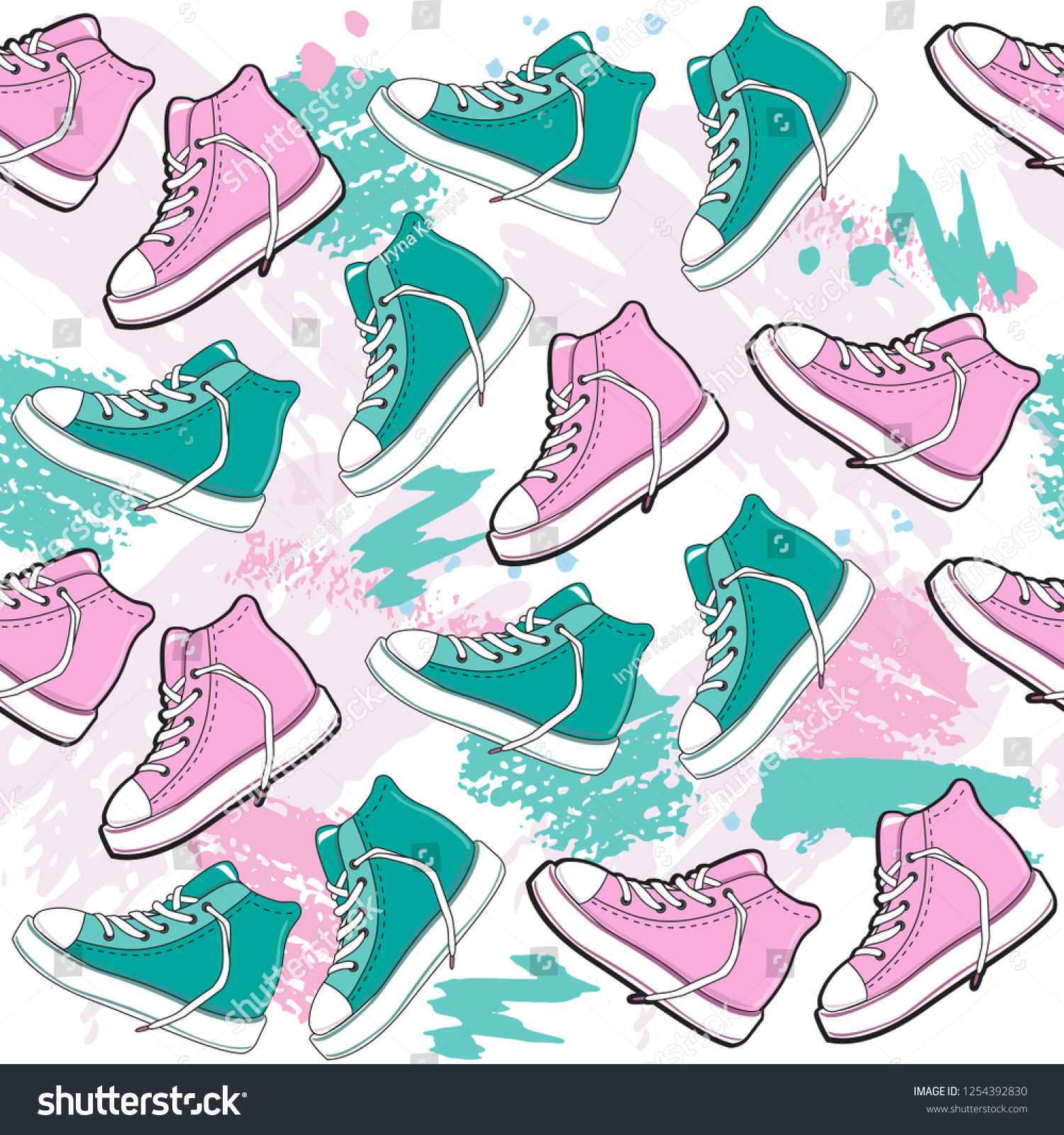 Pink Blue Sneakers On White Background Stock Vector (Royalty Free ...