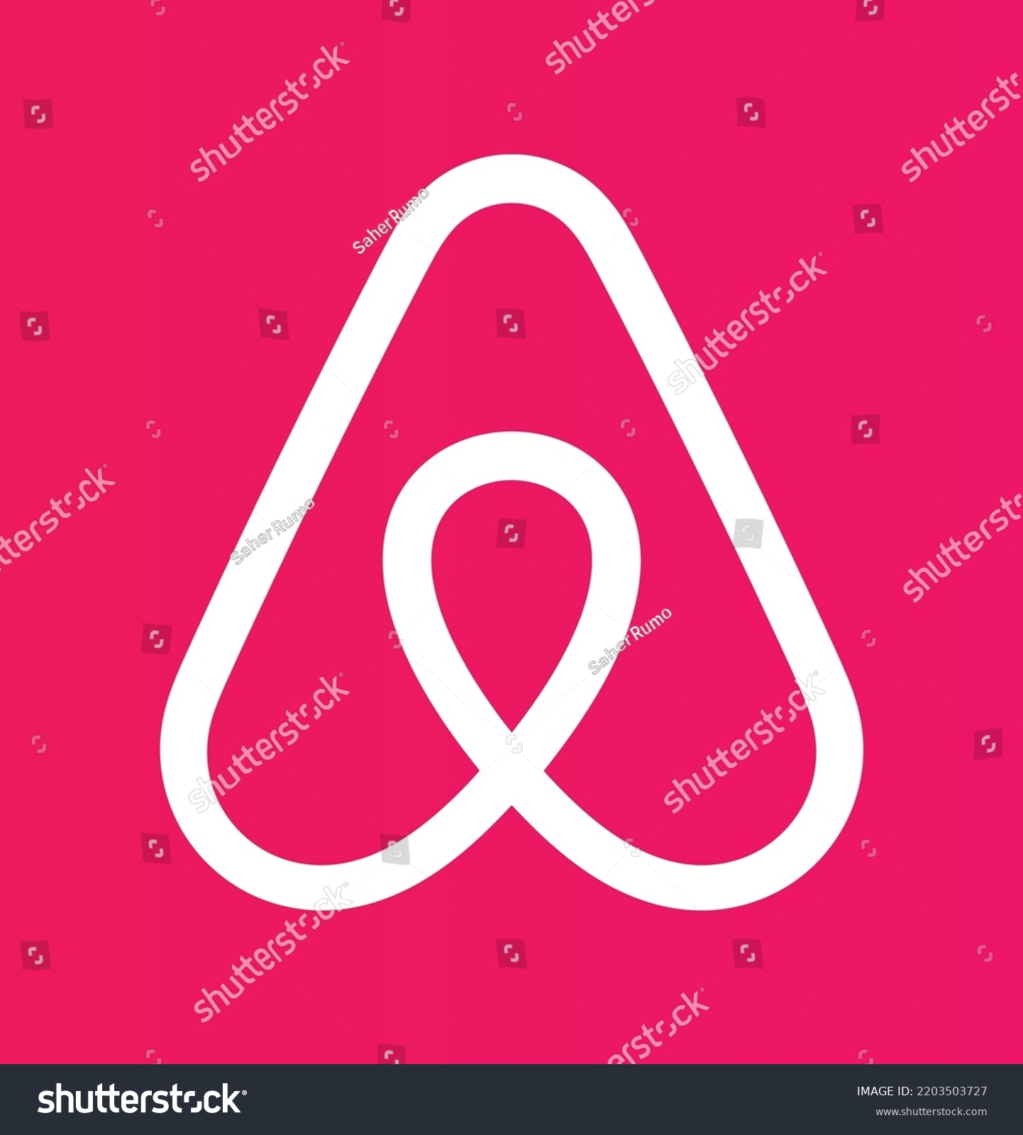 SVG of pink background white line Airbnb logo symbol icon sign vector template svg
