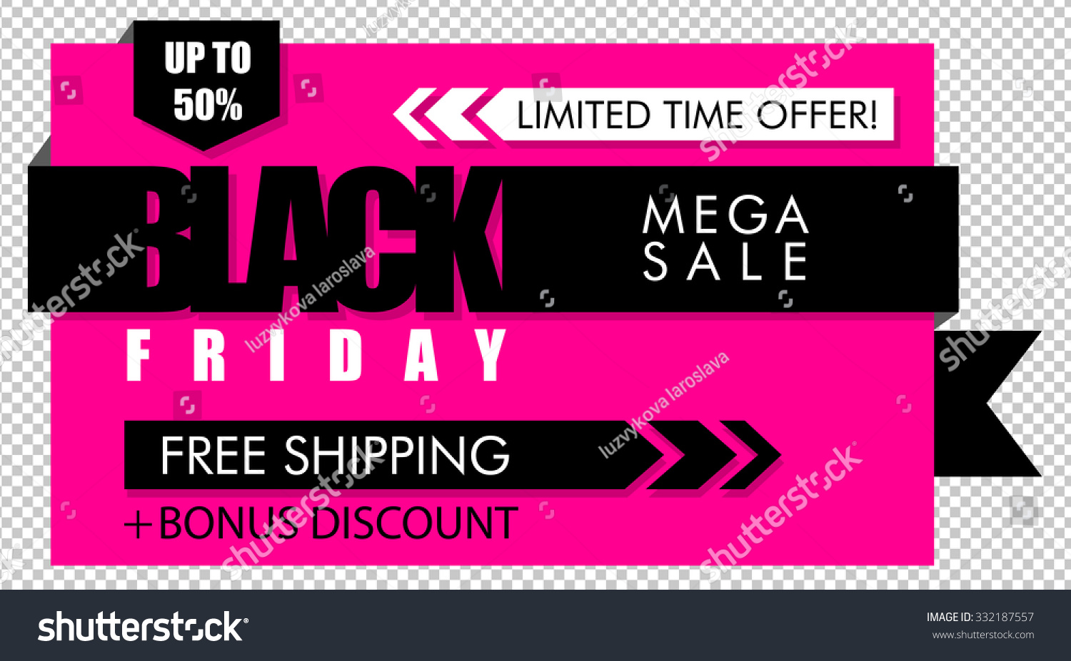 Pink Black Friday Sale Banner Stock Vector (Royalty Free) 332187557