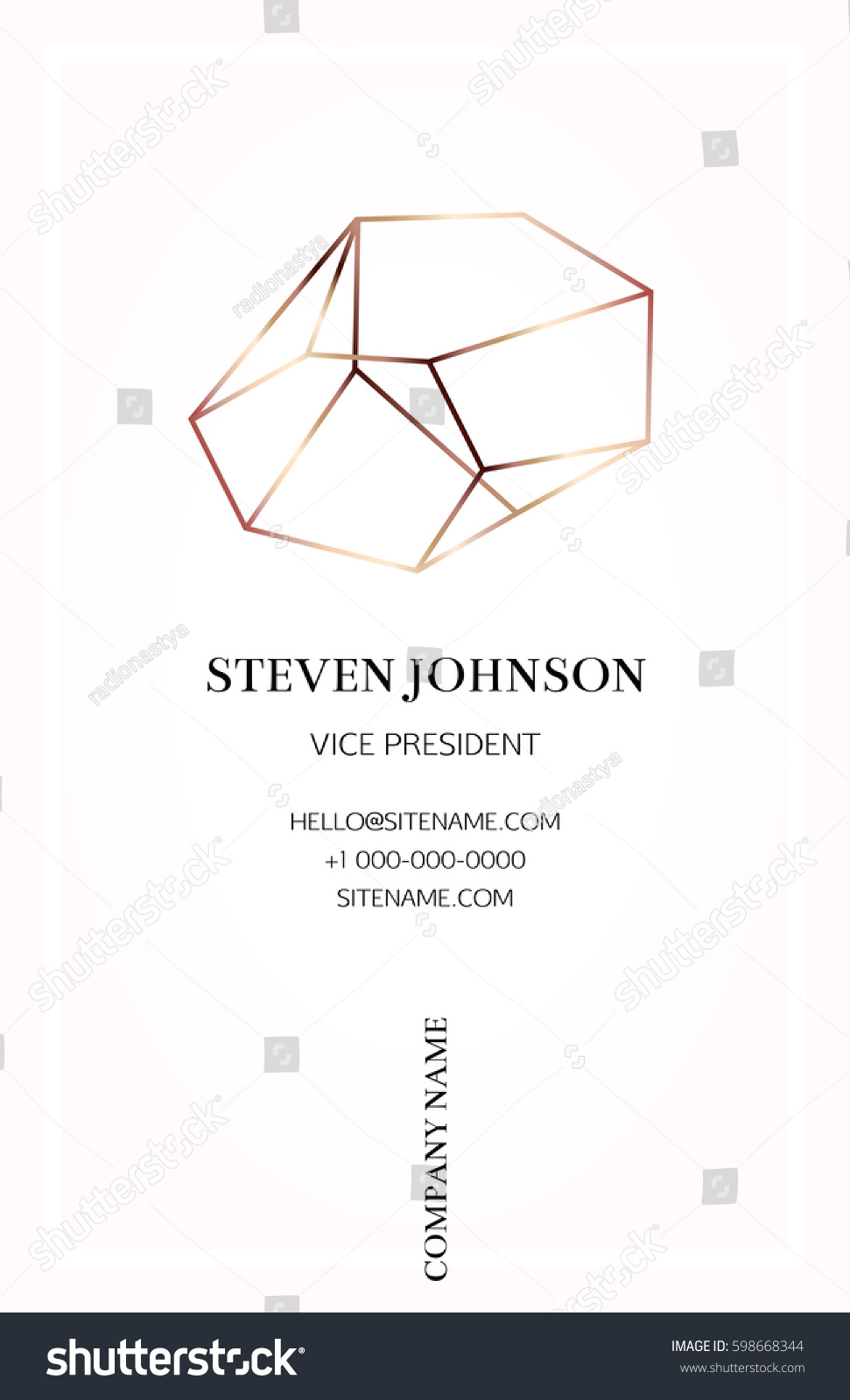 pink business card bronze crystal logo stock vector royalty free