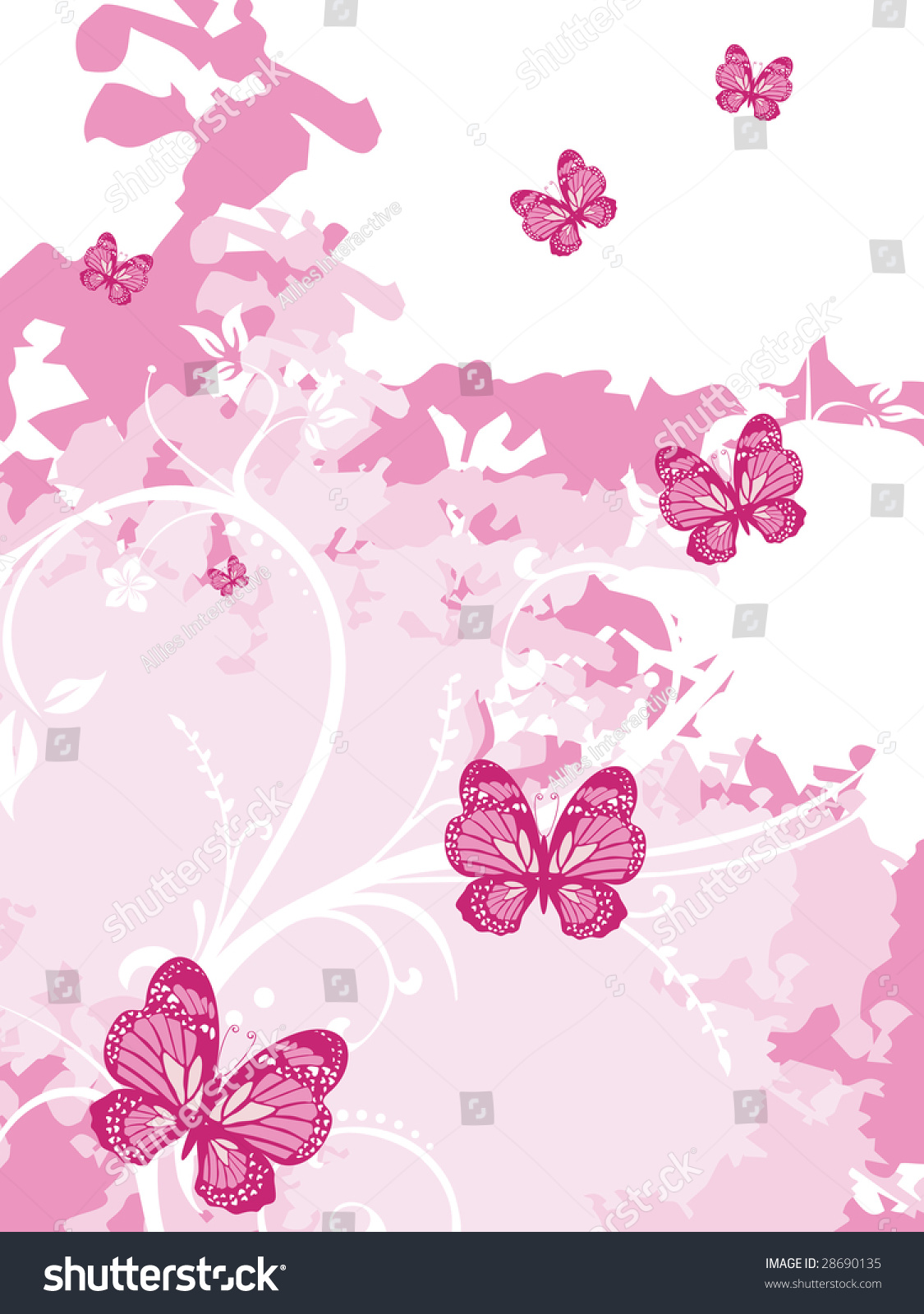 Pink Butterfly With Abstract Beautiful Vector Illustration. - 28690135 ...