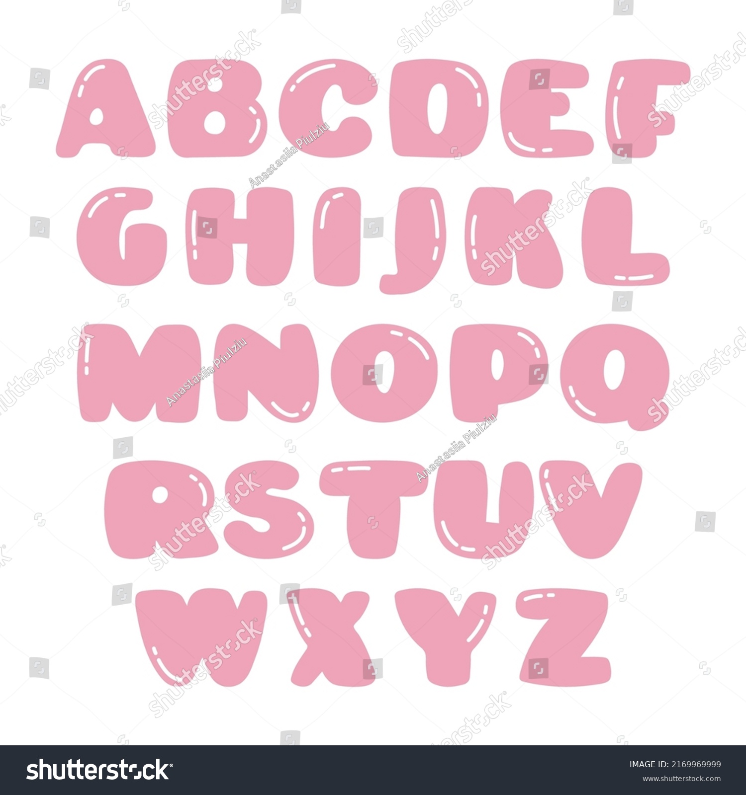 Pink Cartoon Bubble Gum Alphabet Isolated Stock Vector (Royalty Free ...