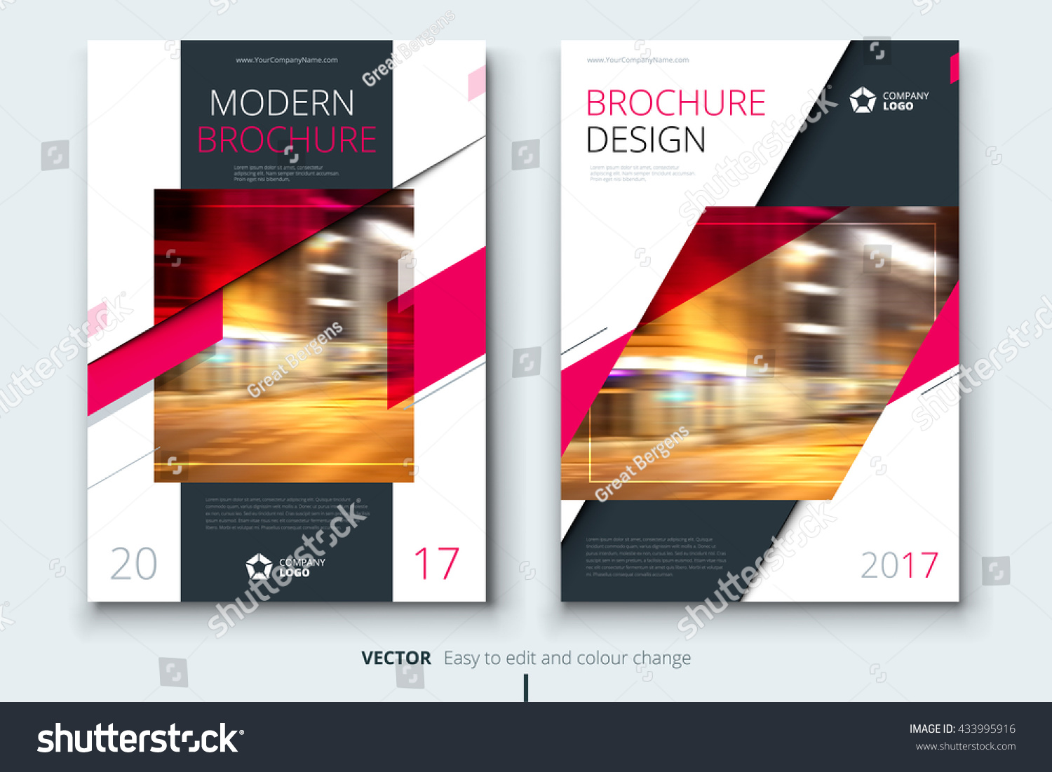 Pink Corporative Business Annual Report Brochure Stock Vector 433995916 Shutterstock Modern Flyer Template