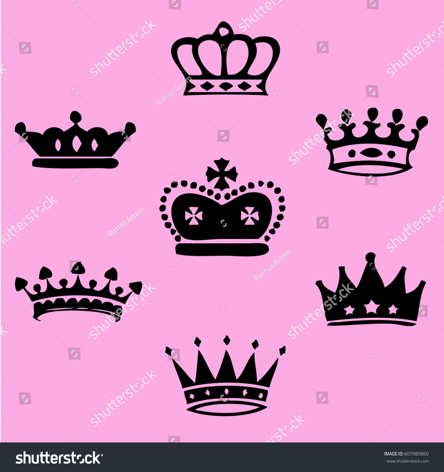 Pink Crowns Vector Stock Vector 607989860 - Shutterstock