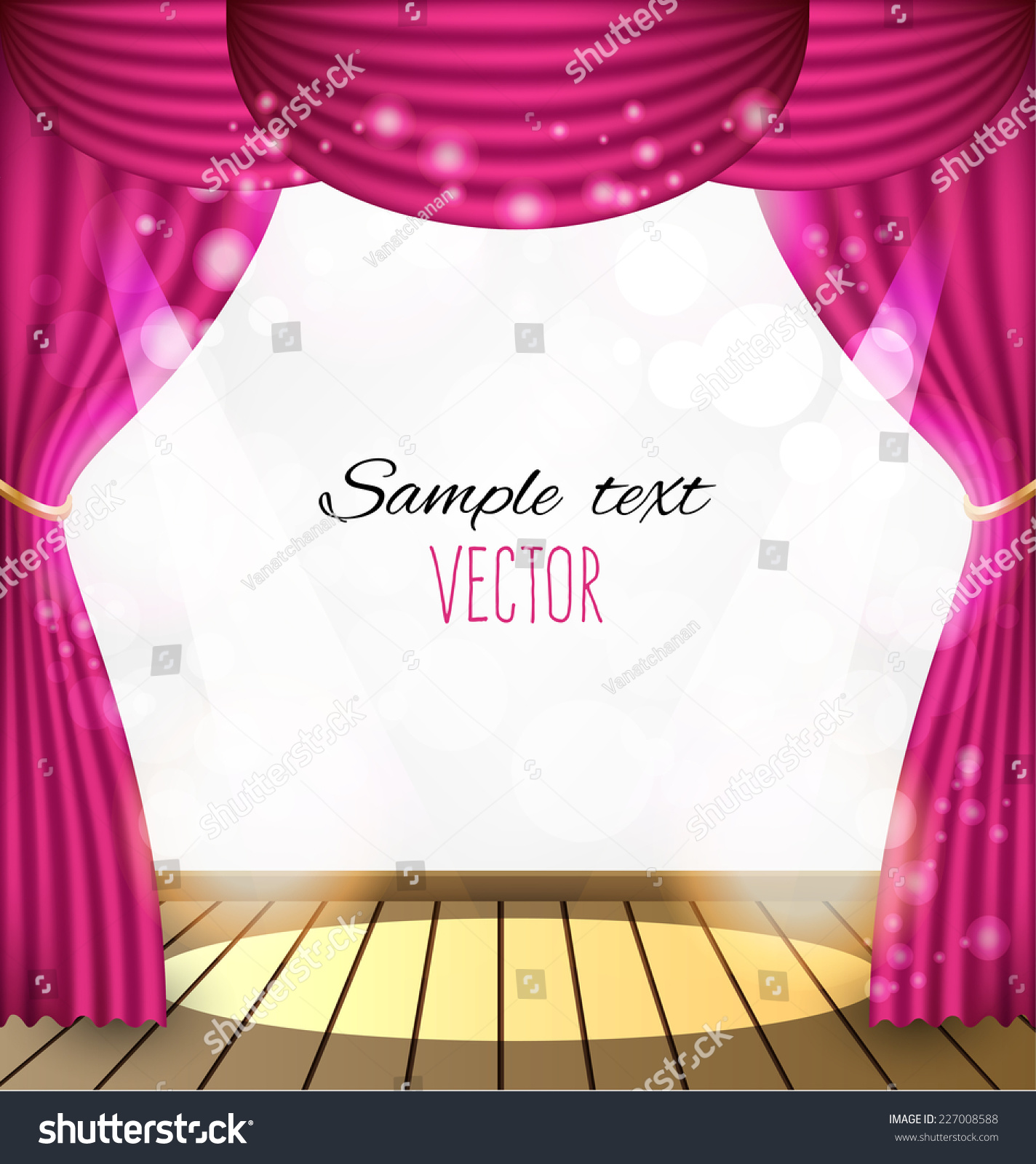 Pink Curtains Vector Background Stock Vector (royalty Free) 227008588 