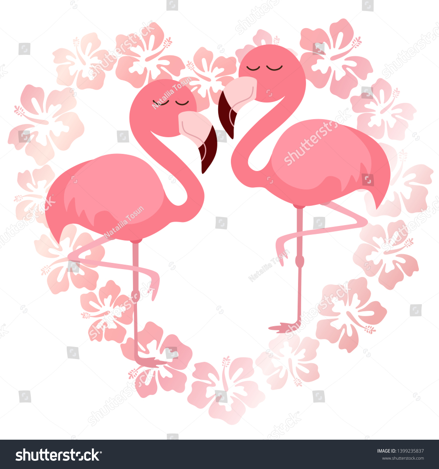 Pink Cute Pink Flamingo Vector Illustration Stock Vector Royalty Free 1399235837