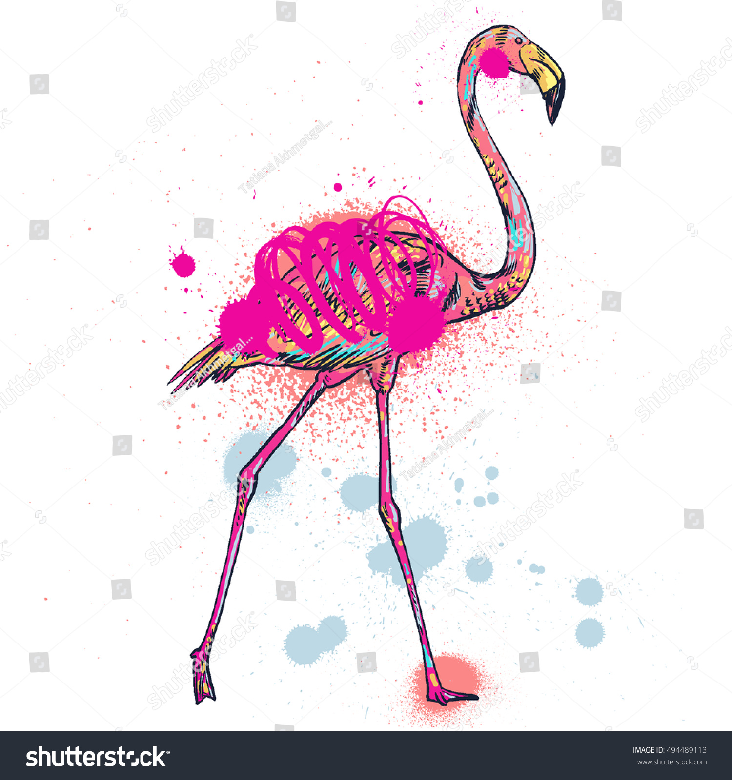 Pink Flamingo Vector Illustration Isolated Stock Vector 494489113 Shutterstock