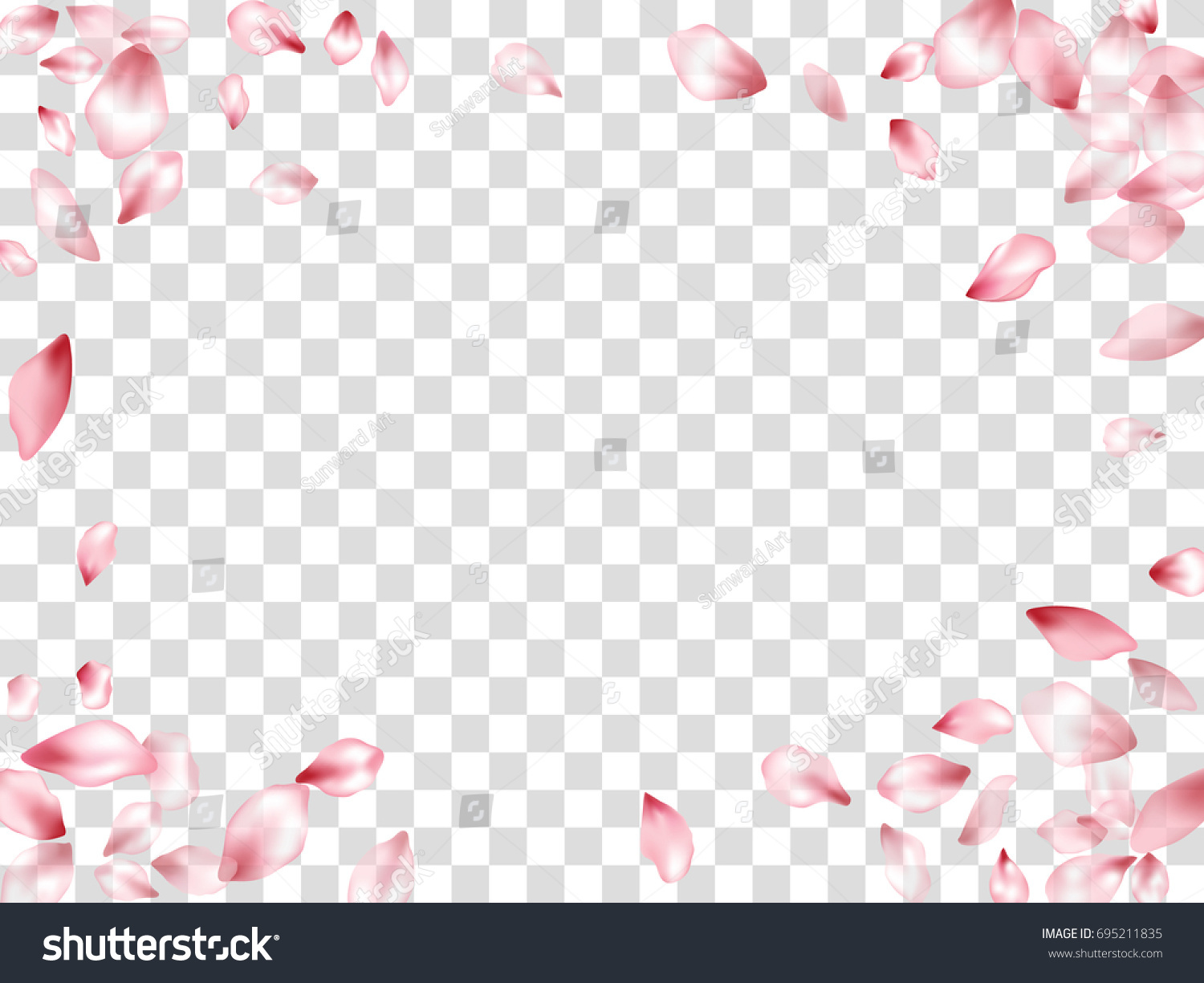 Pink Flower Petal Confetti Vector Rectangular Stock Vector 695211835