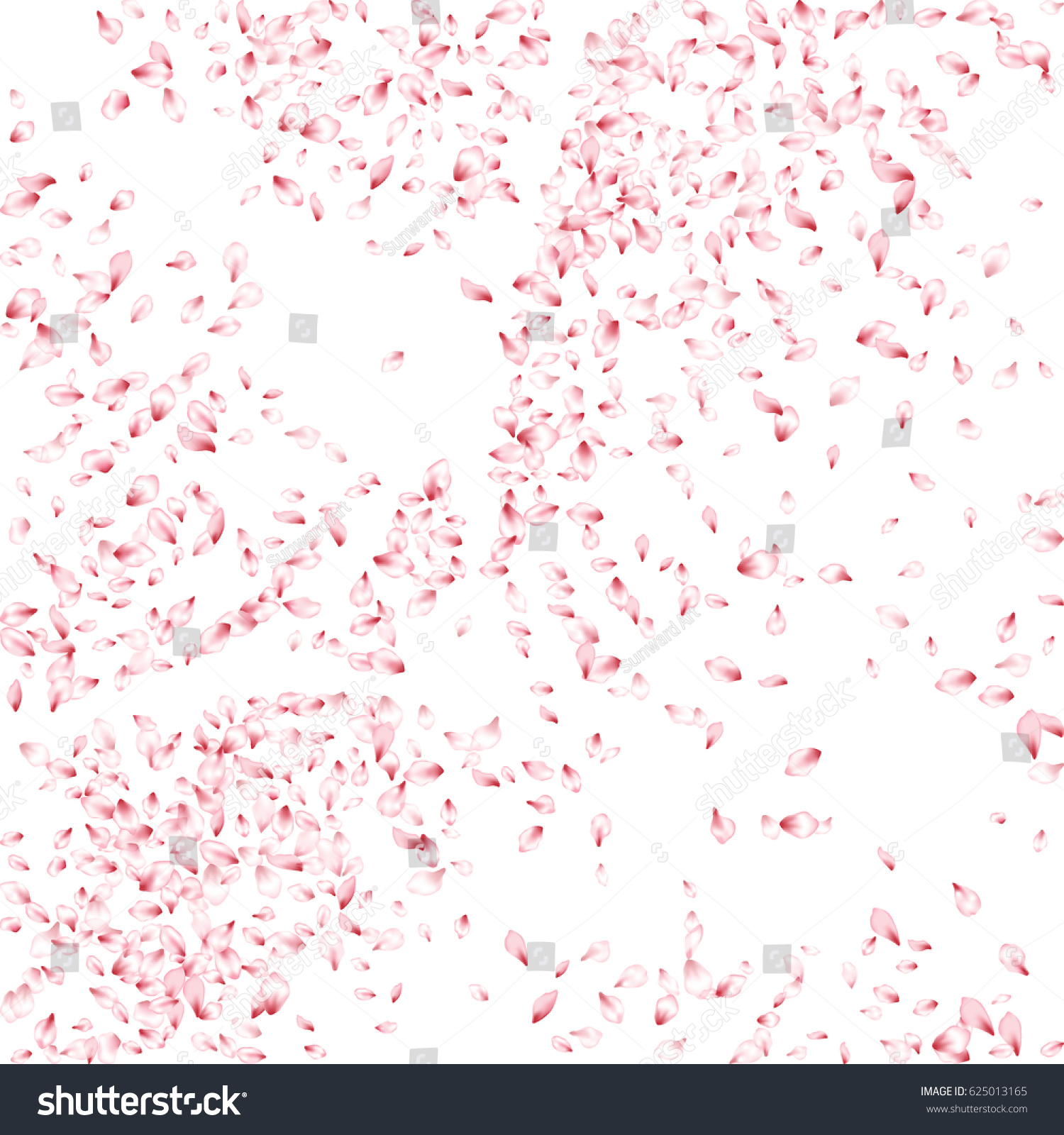 Pink Flower Petal Flying Confetti Vector Stock Vector 625013165