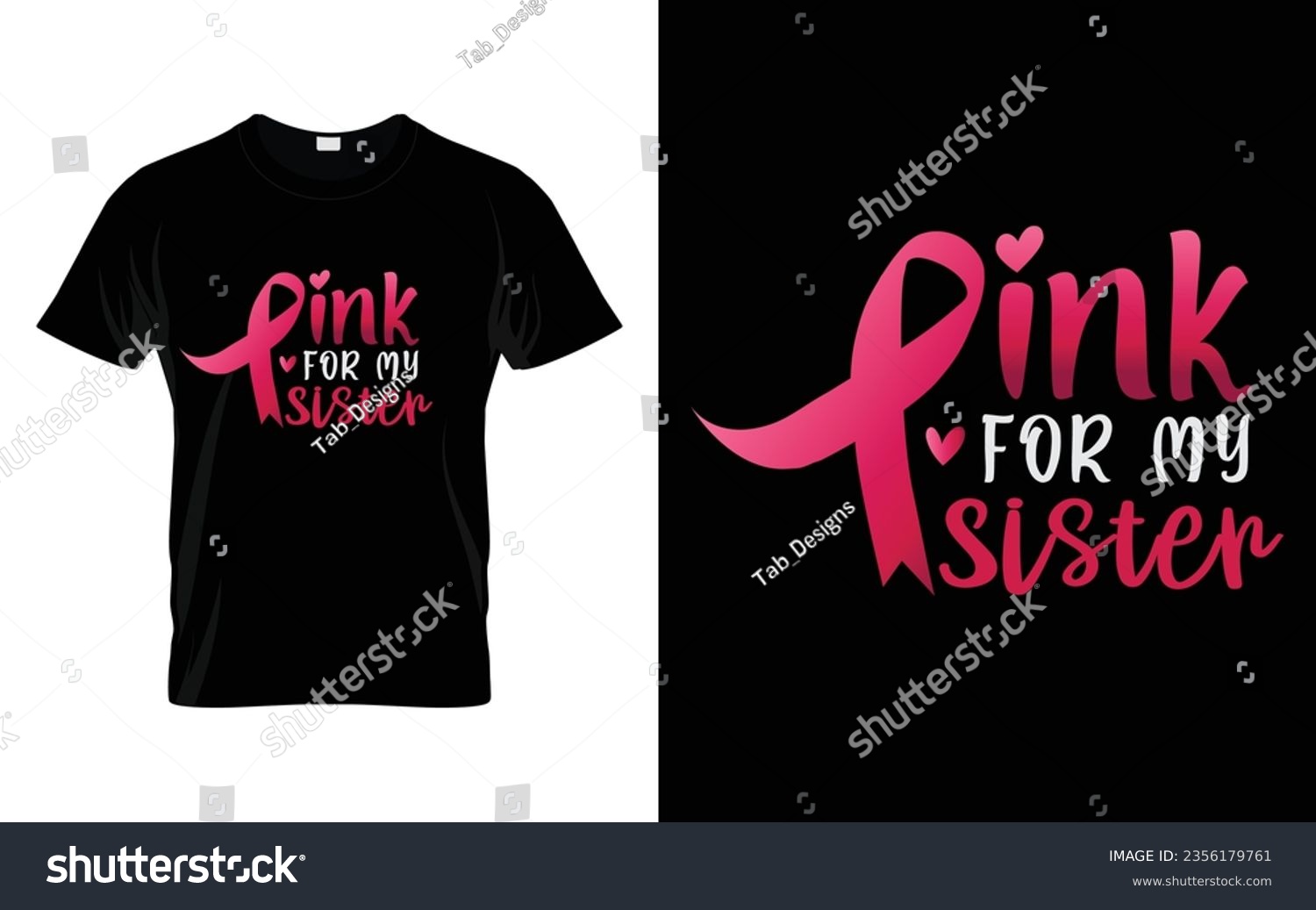 SVG of Pink for my Sister Pink Ribbon High Quality Breast Cancer Awareness Vector Graphic T shirt Print Ready Template svg