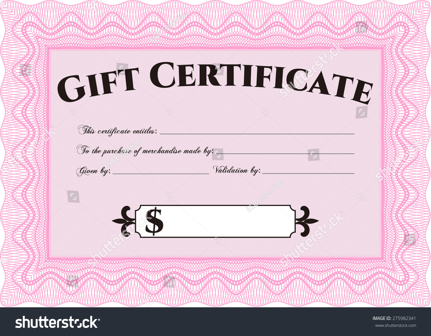 Pink Gift Certificate Template Stock Vector (Royalty Free) 22 Inside Pink Gift Certificate Template