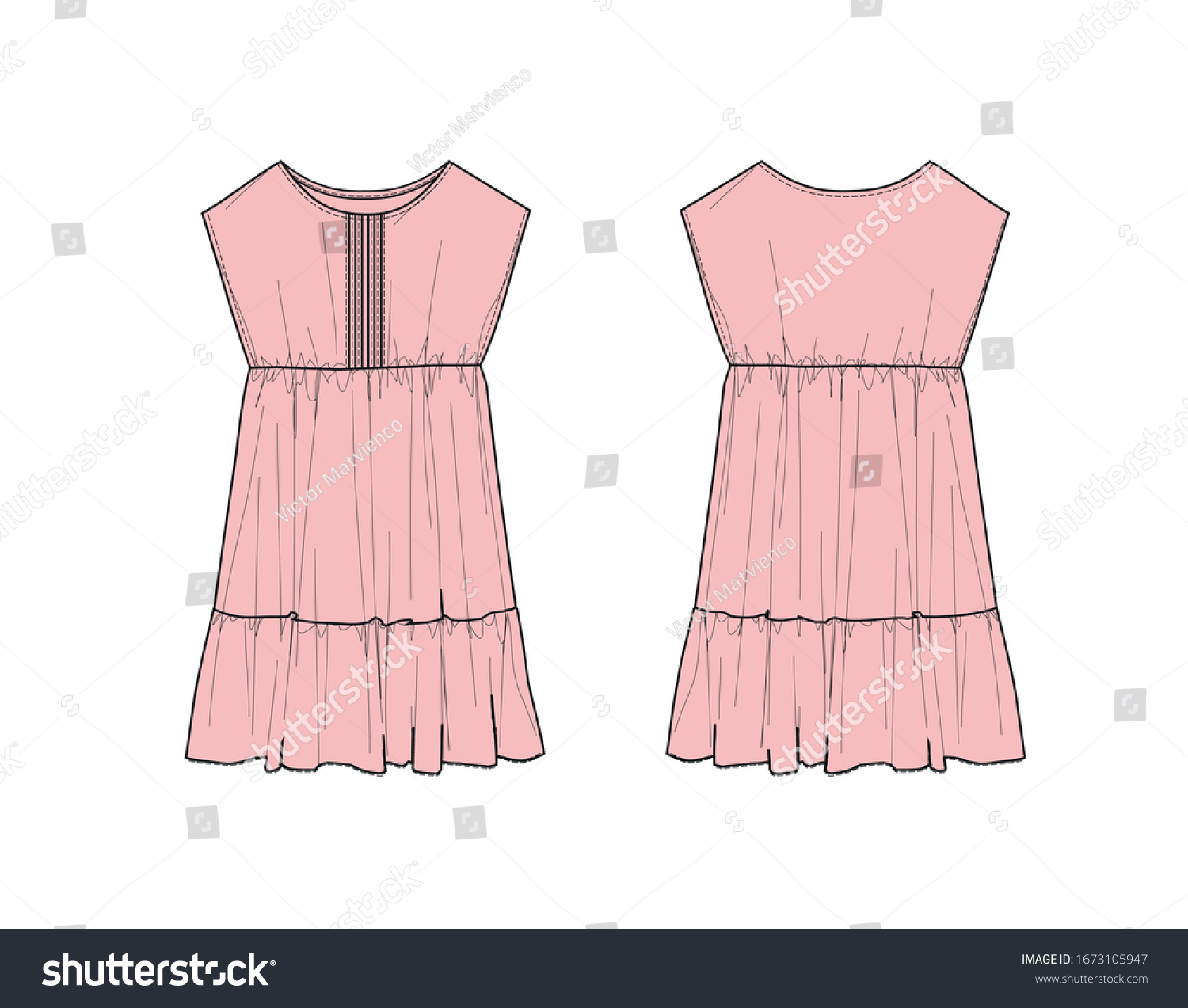 Pink Girls Dress Design Dropped Shoulder Stock Vector Royalty Free Shutterstock