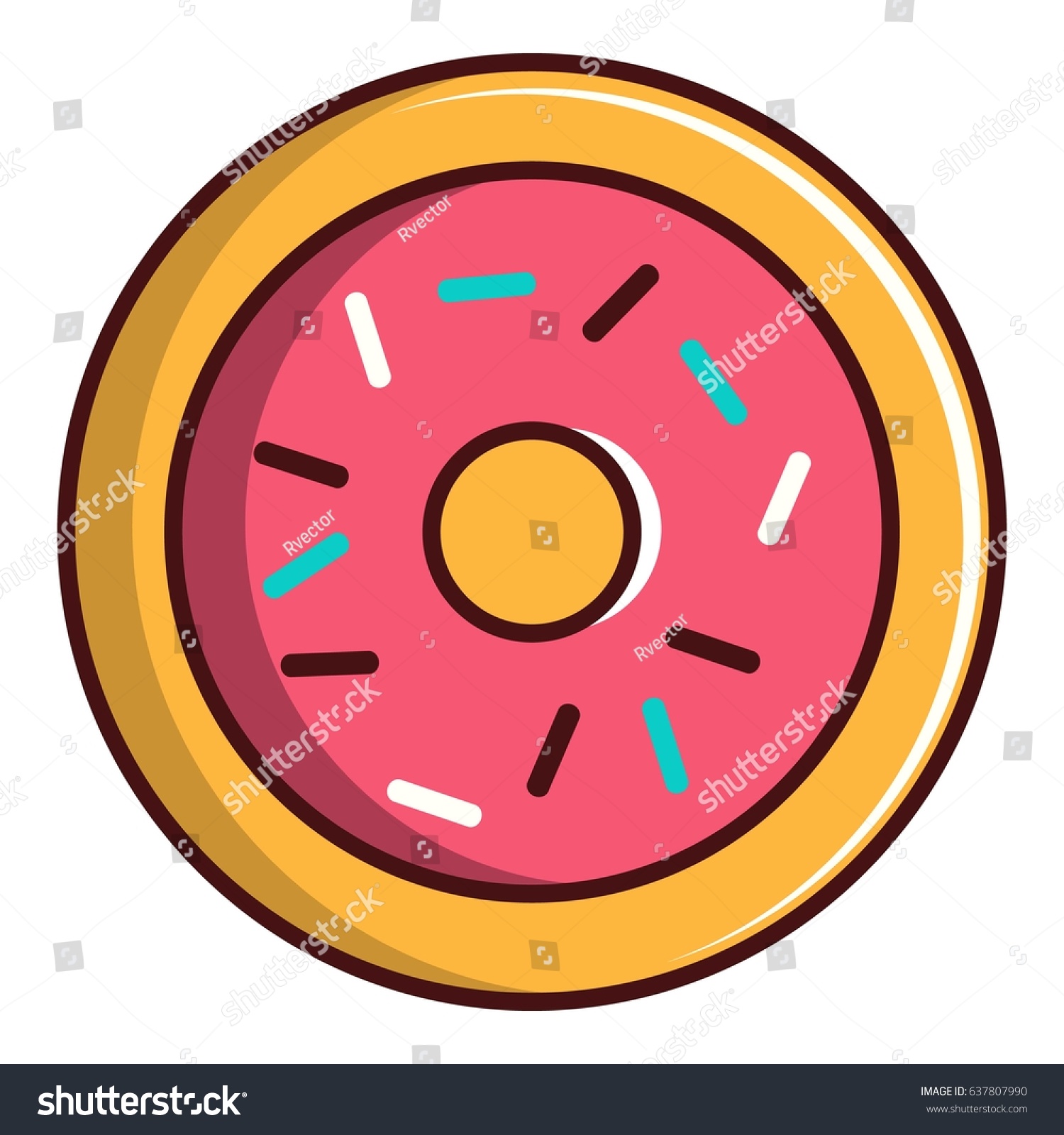 Pink Glazed Donut Icon Cartoon Illustration Stock Vector Royalty Free 637807990 0128