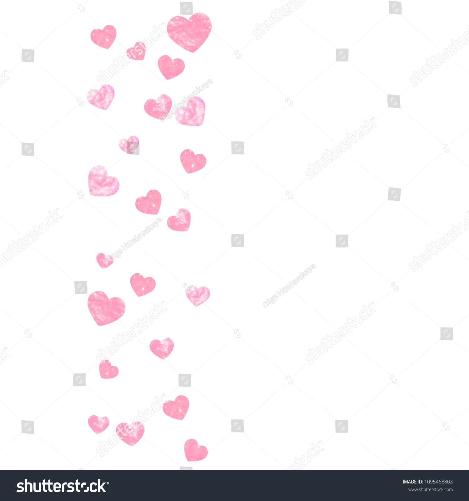 Pink Glitter Hearts Confetti On Isolated Backdrop Shiny Random Falling Pink Glitter Hearts Confetti On Isolated Backdrop Shiny Random Falling