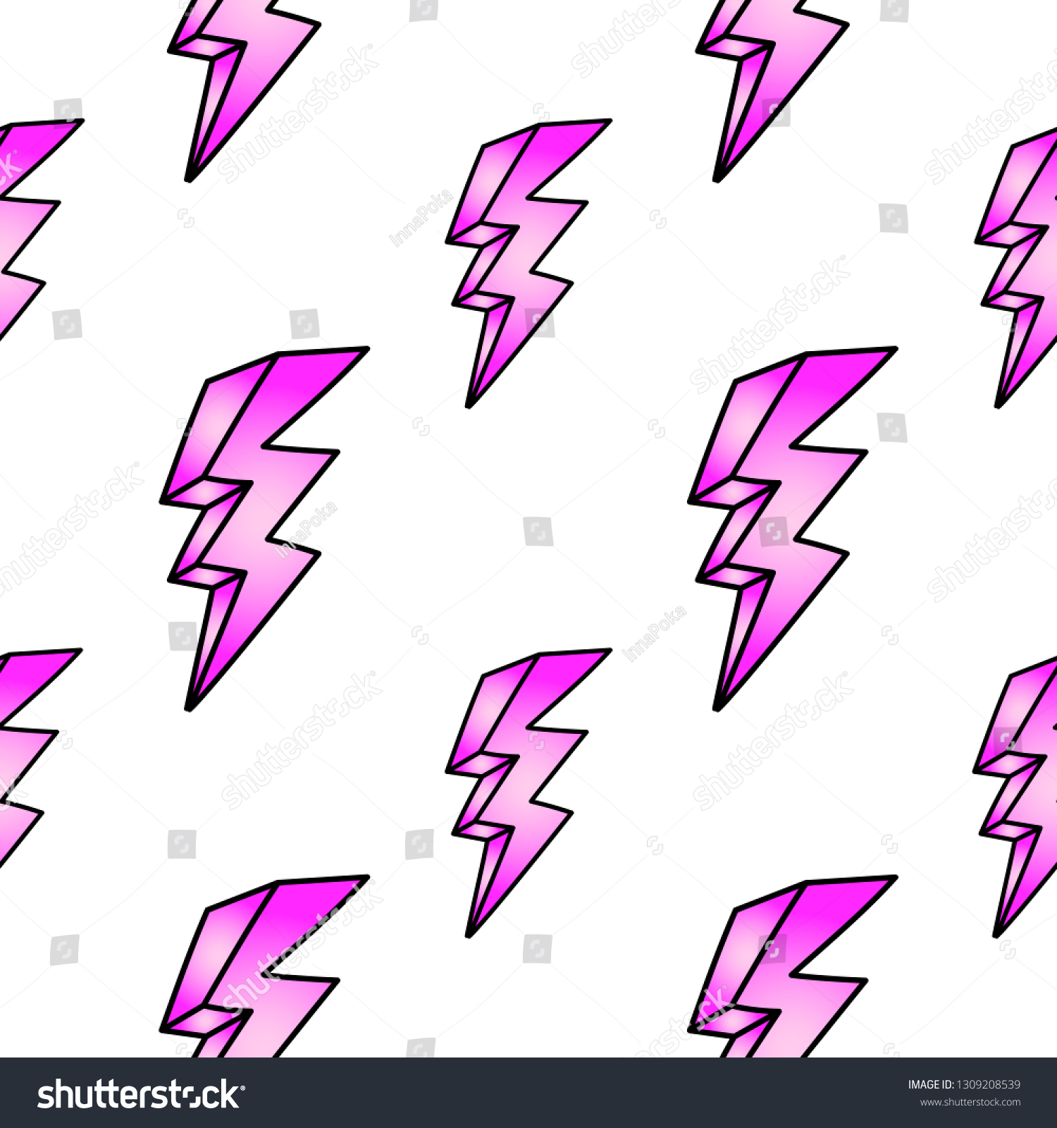 Pink Lightning Bolt Seamless Pattern White Stock Vector (Royalty Free ...