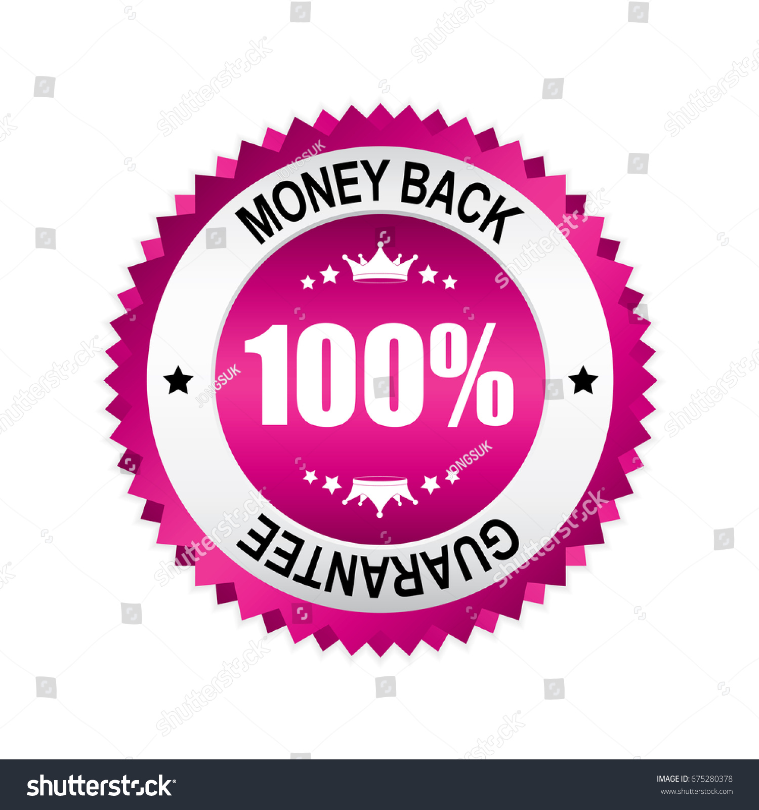 Pink Money Back Guarantee Badge Button Stock Vector Royalty Free