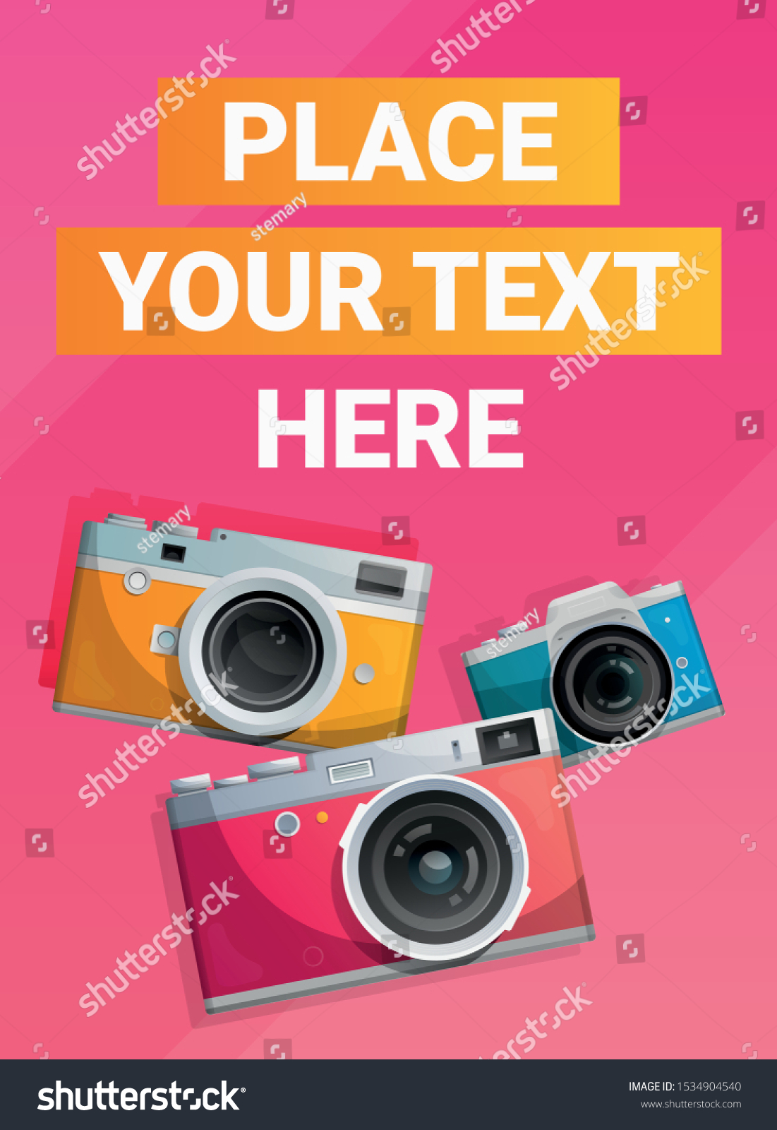 SVG of Pink poster with bright compact cameras svg