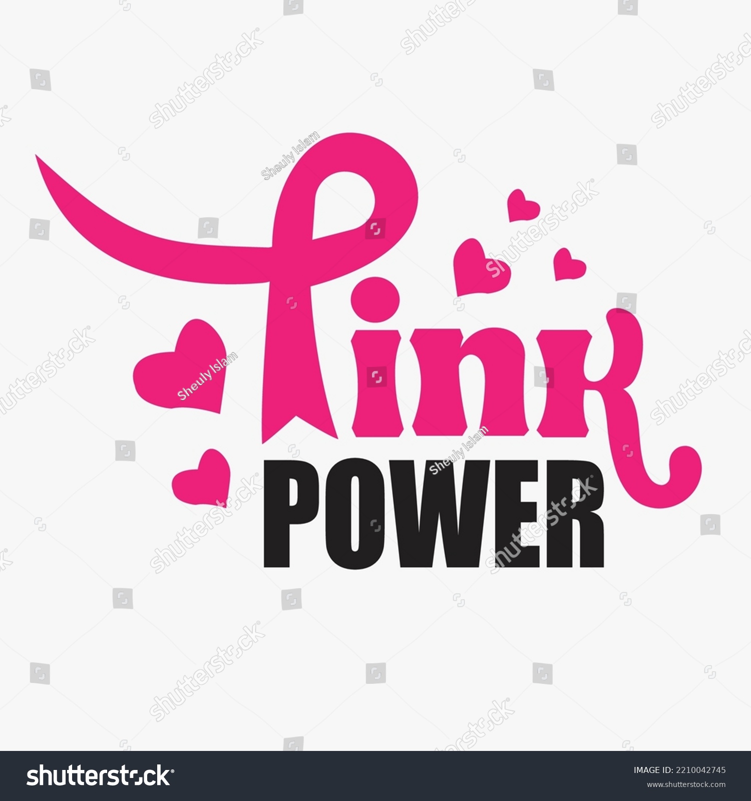 SVG of Pink Power -Breast Cancer SVG T-Shirt Design svg