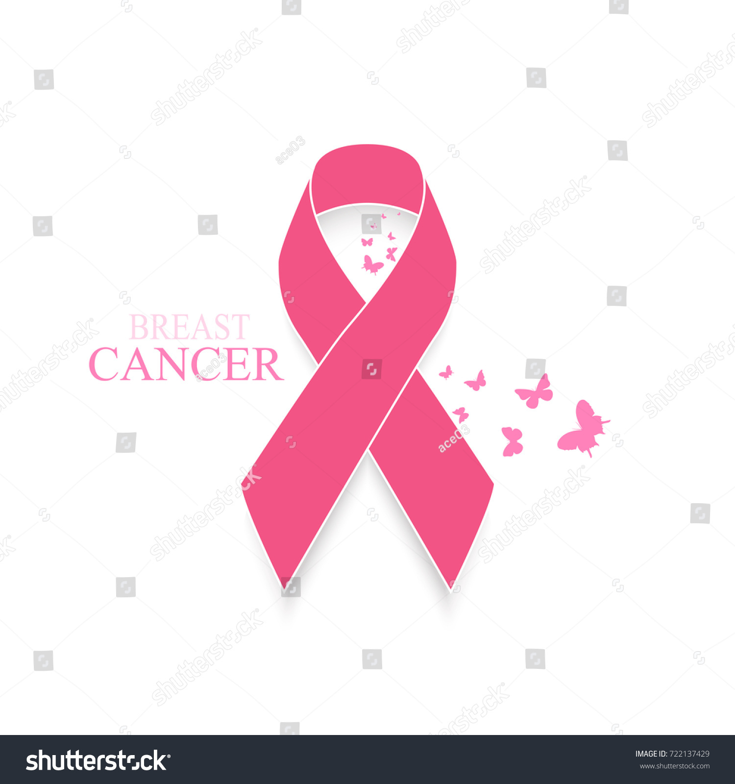 Pink Ribbon Breast Cancer Awareness Butterfly Stock Vector (Royalty ...