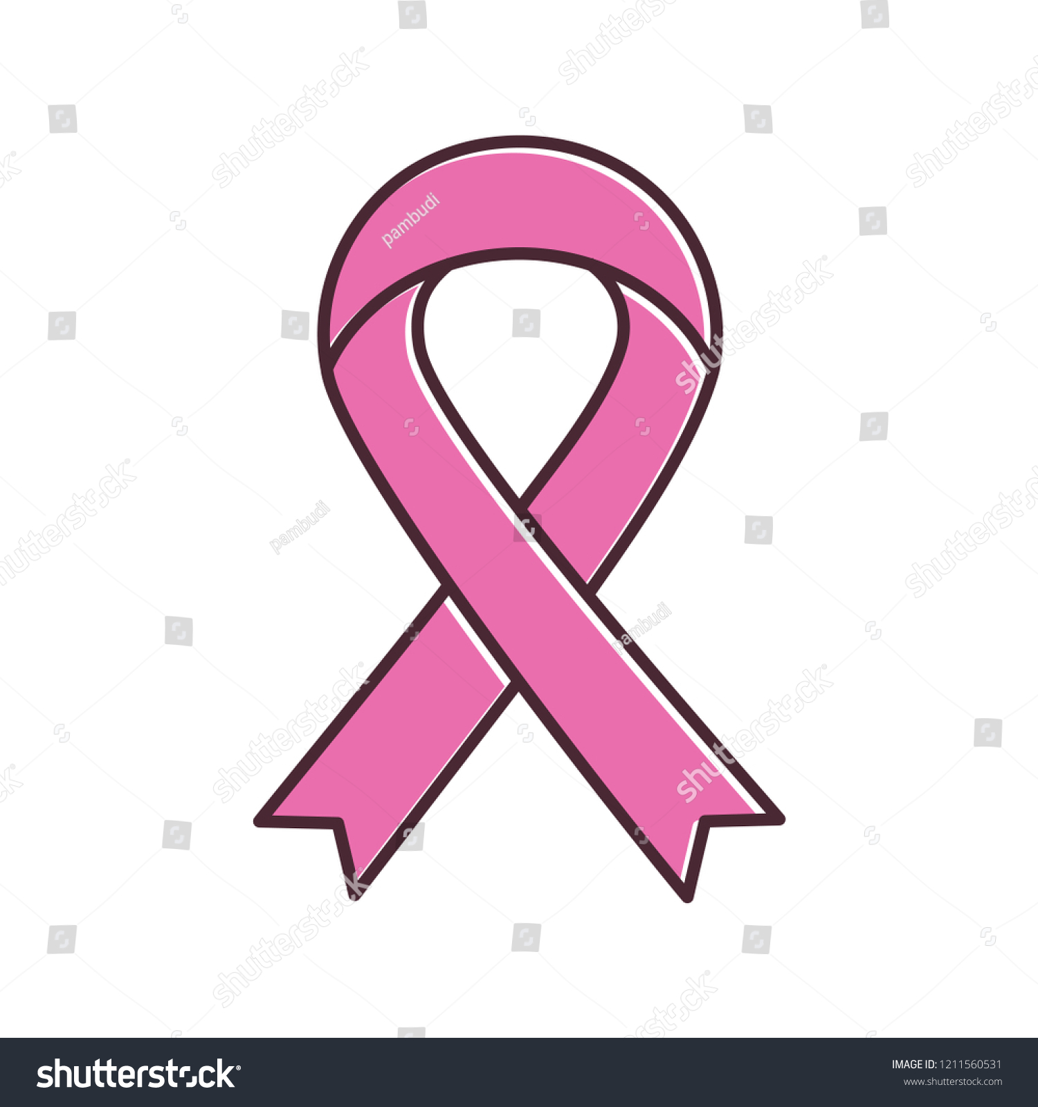 Pink Ribbon Icon Trendy Flat Design Stock Vector Royalty Free 1211560531 4175