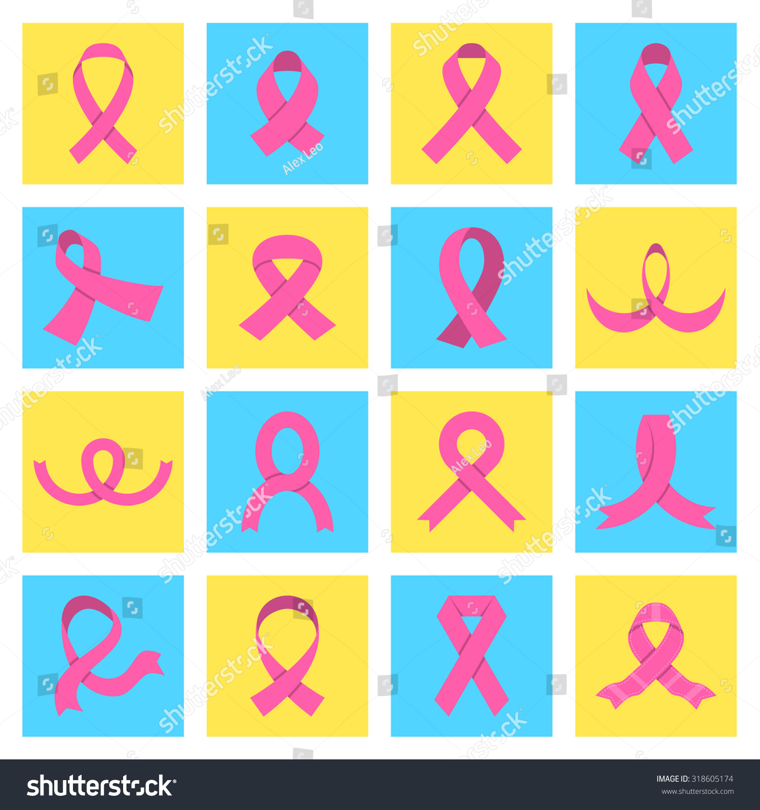 Pink Ribbon Icons Breast Cancer Awareness Stock Vector Royalty Free 318605174 Shutterstock 2698