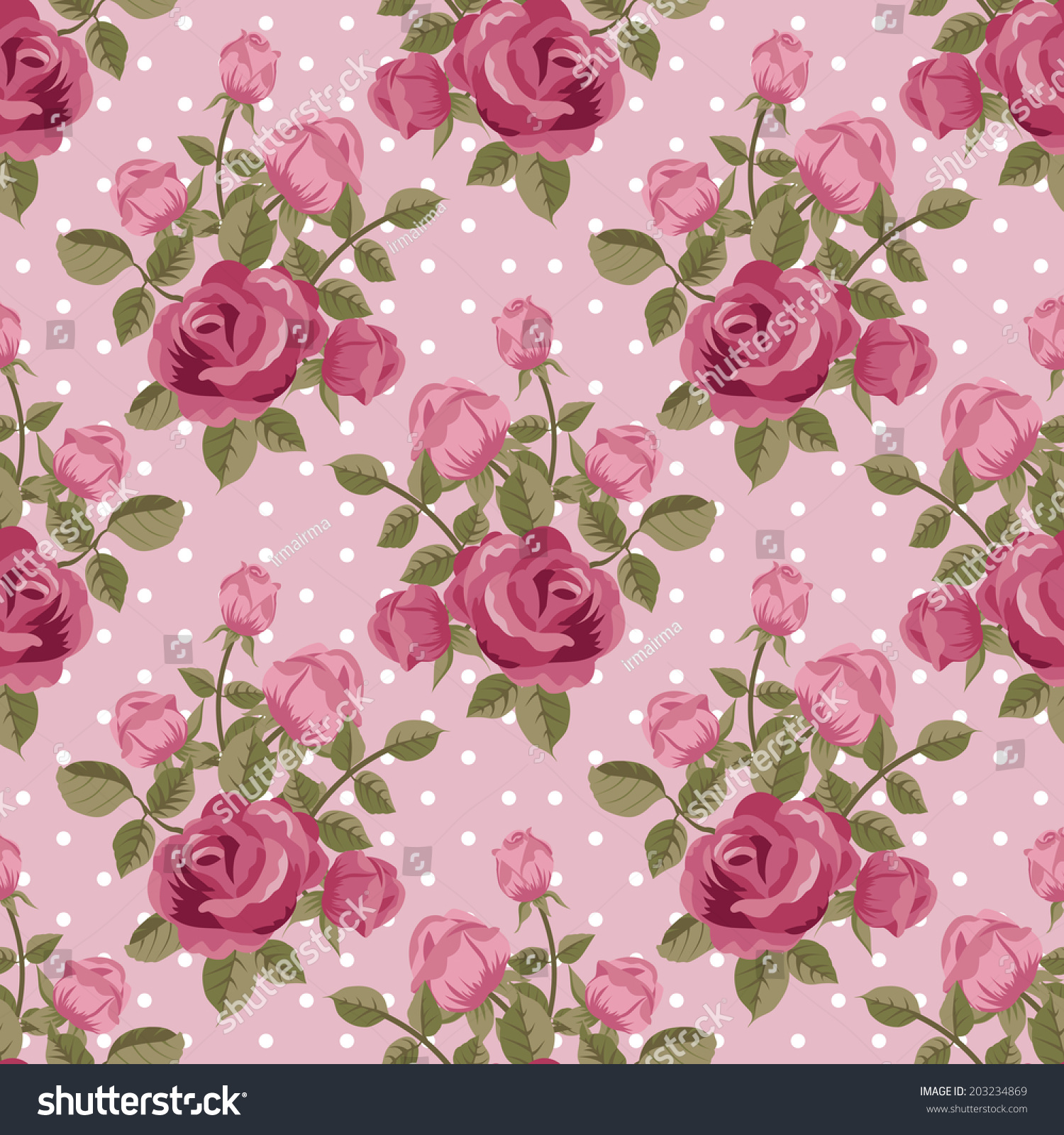 Pink Rose Wallpaper Seamless Pattern Stock Vector Royalty Free 203234869 7205