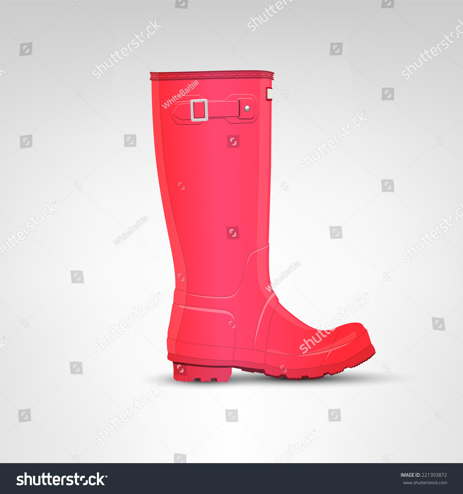 Pink Rubber Boot Vector Illustration Detailed Stock Vector (Royalty ...