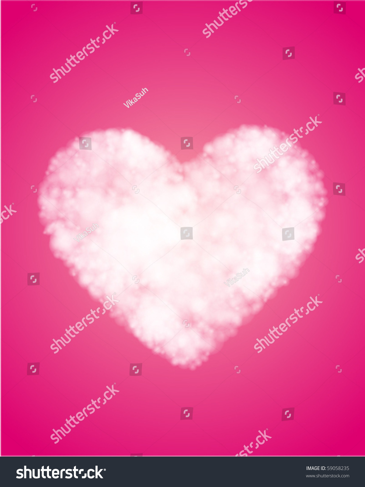 Pink Sky With Heart From Clouds Valentines Day Vector Background ...