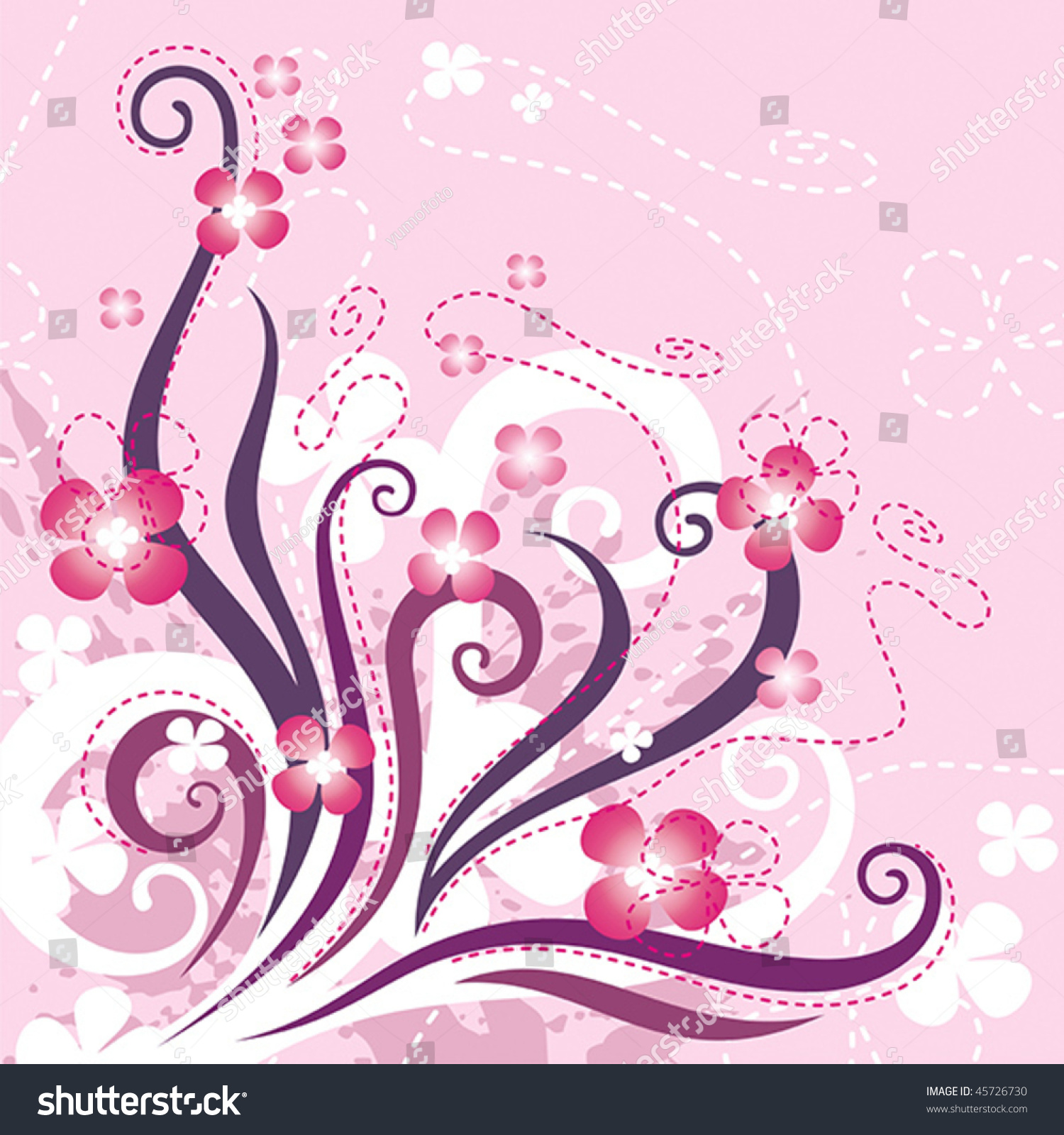 Pink Swirls Background - Abstract Floral Vector Illustration - 45726730 ...