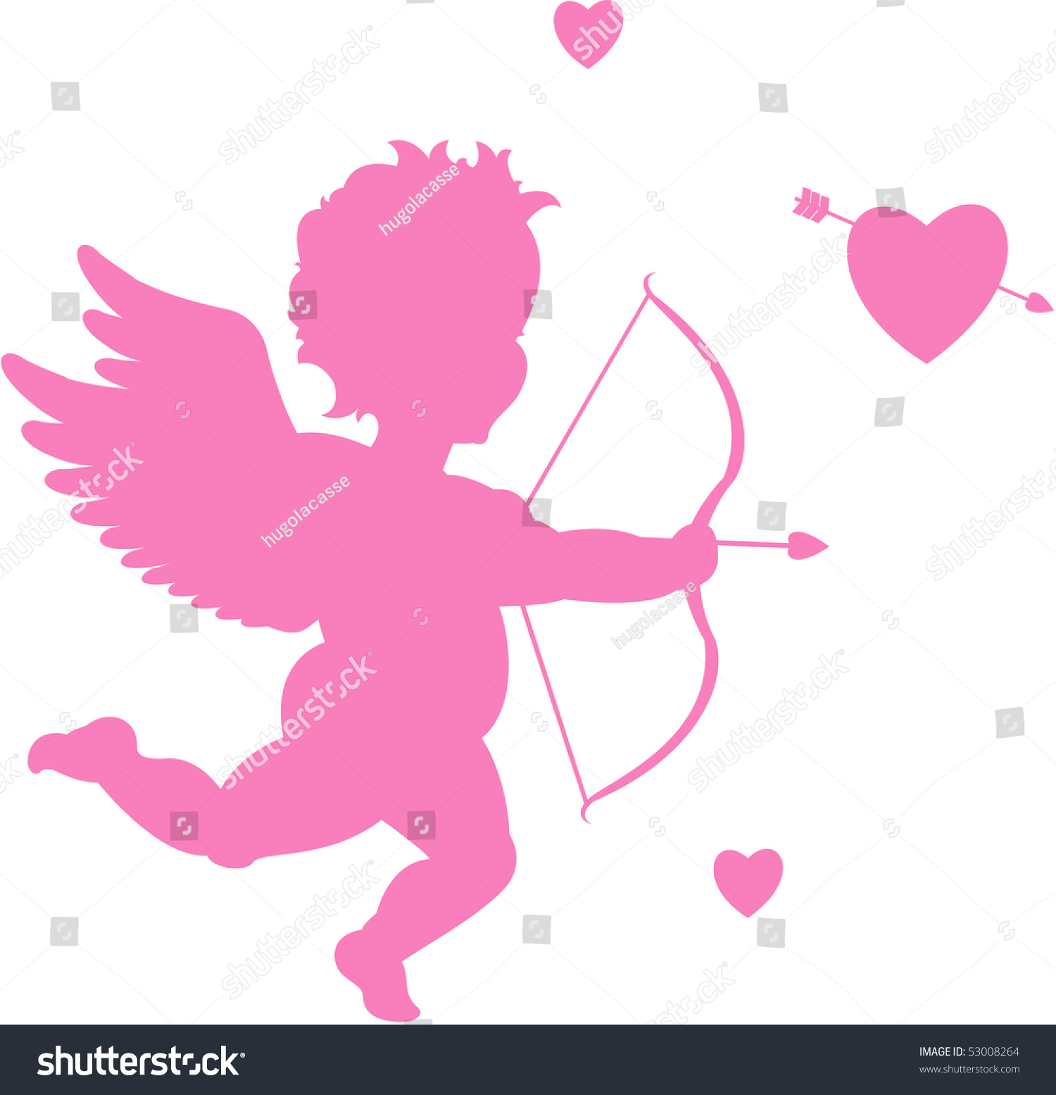 Pink Valentine Cupid Silhouette Stock Vector Illustration 53008264 ...