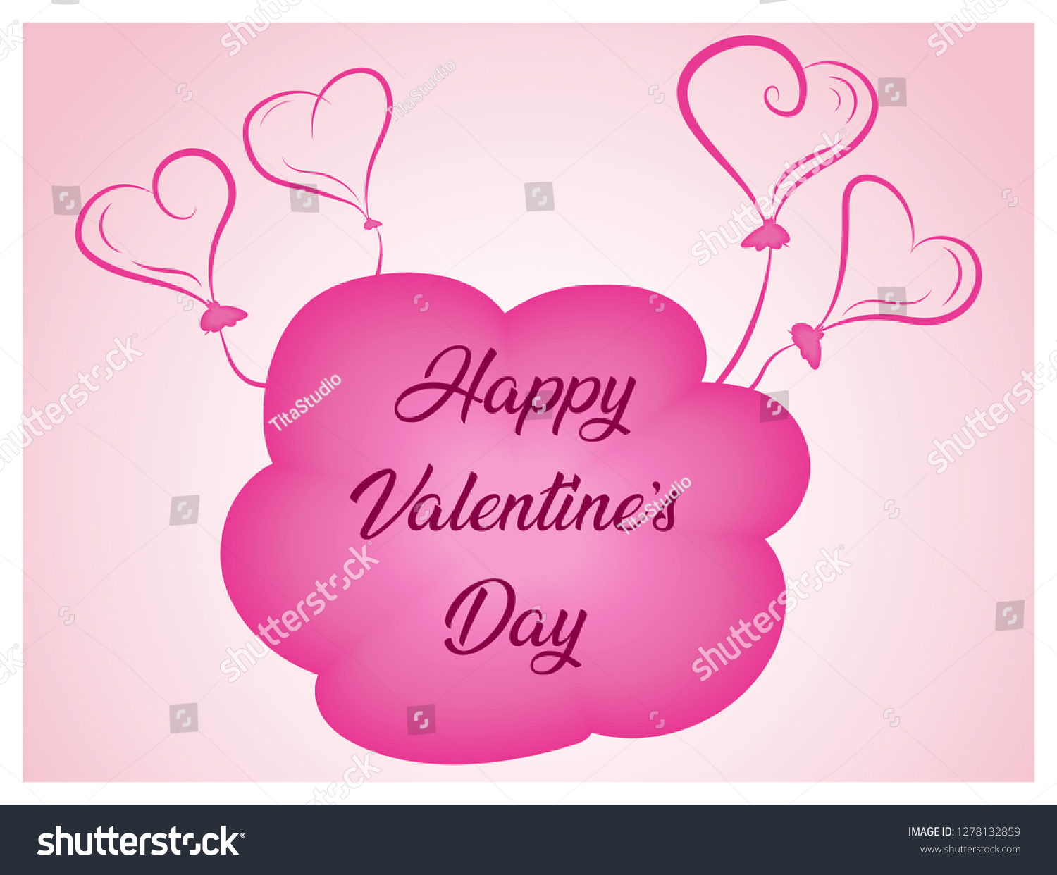 Pink Valentines Day Card Vector Stock Vector (Royalty Free) 1278132859