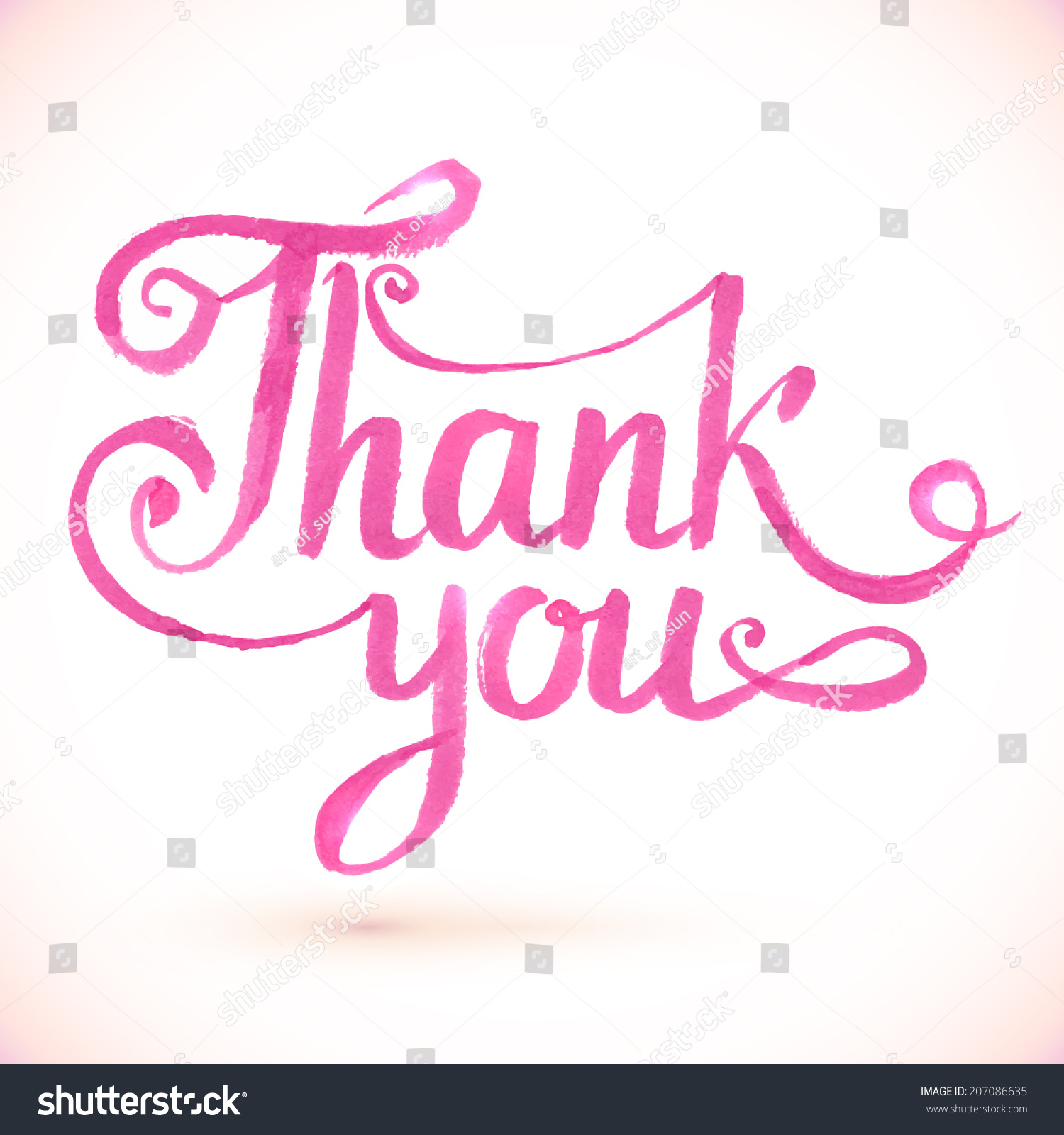 Pink Vector Thank You Hand-Drawn Sign - 207086635 : Shutterstock