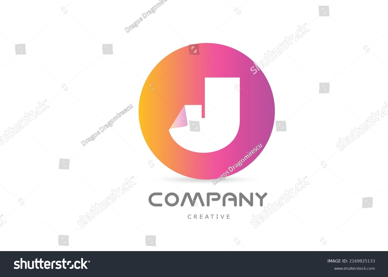 Pink Yellow J Geometric Alphabet Letter Stock Vector (Royalty Free ...