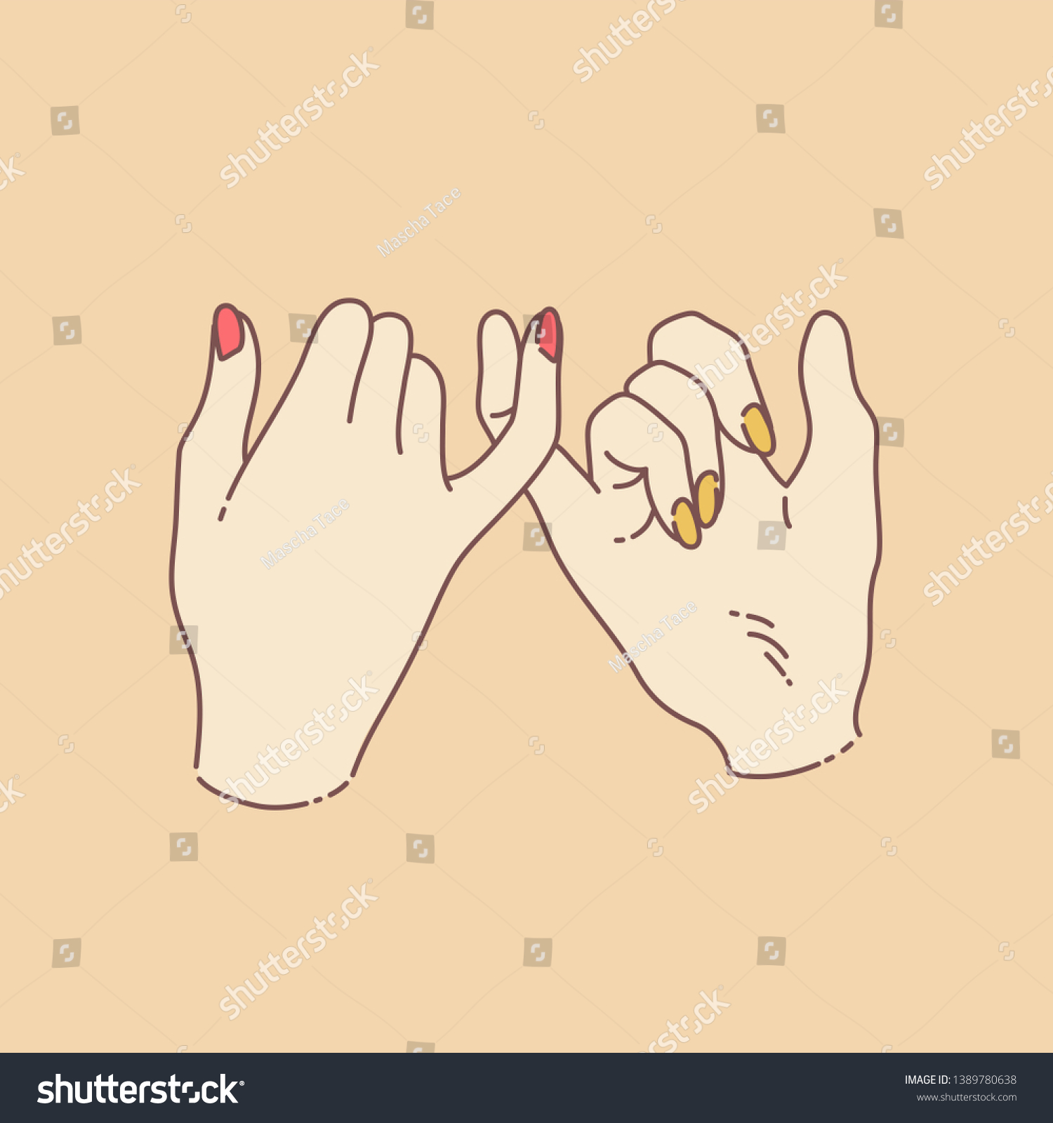 Pinky Promise Concept Vector Illustration Two Stock Vector Royalty Free 1389780638 