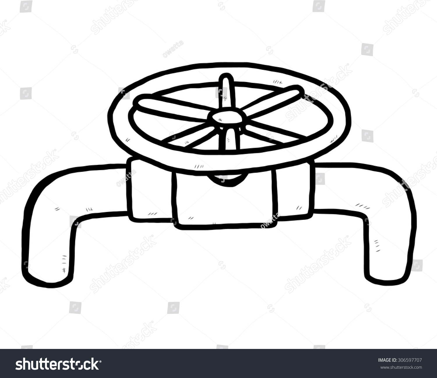 recommend clip art: pipe and valve / cartoon vector and illustration, black and white, hand drawn, sketch style, isolated on white background.