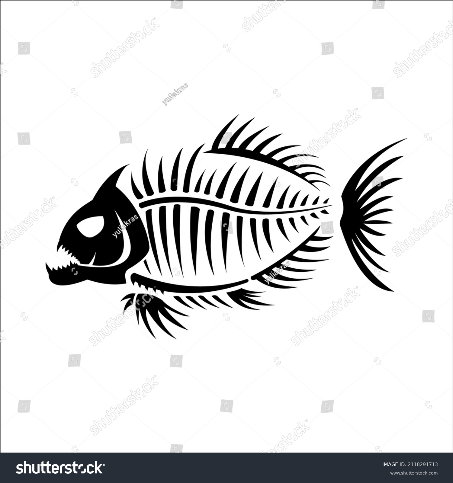 Piranha Fish Skeleton Design Print Tattoo Stock Vector (Royalty Free ...