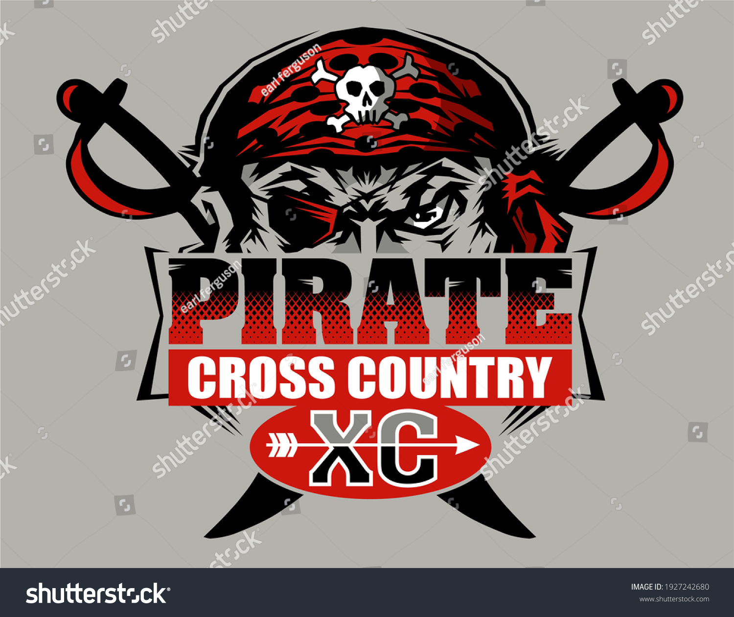 SVG of pirate cross country team design with half mascot for school, college or league svg