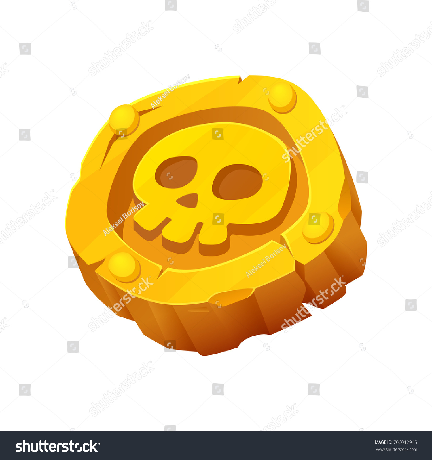 Pirate Gold Coin Icon Skull Pirate Stock Vector Shutterstock