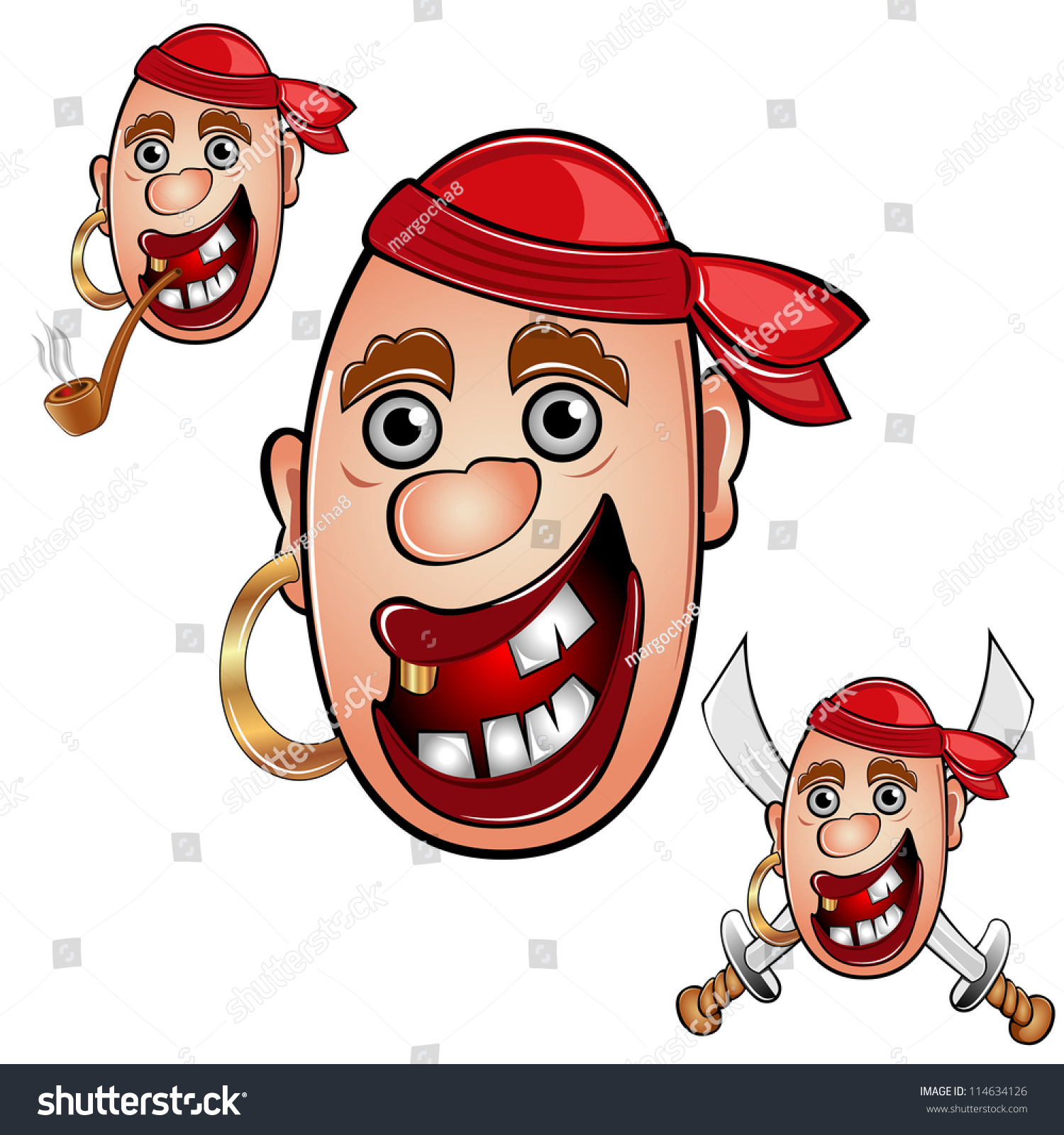 Pirate Head Sailor Stock Vector Illustration 114634126 : Shutterstock