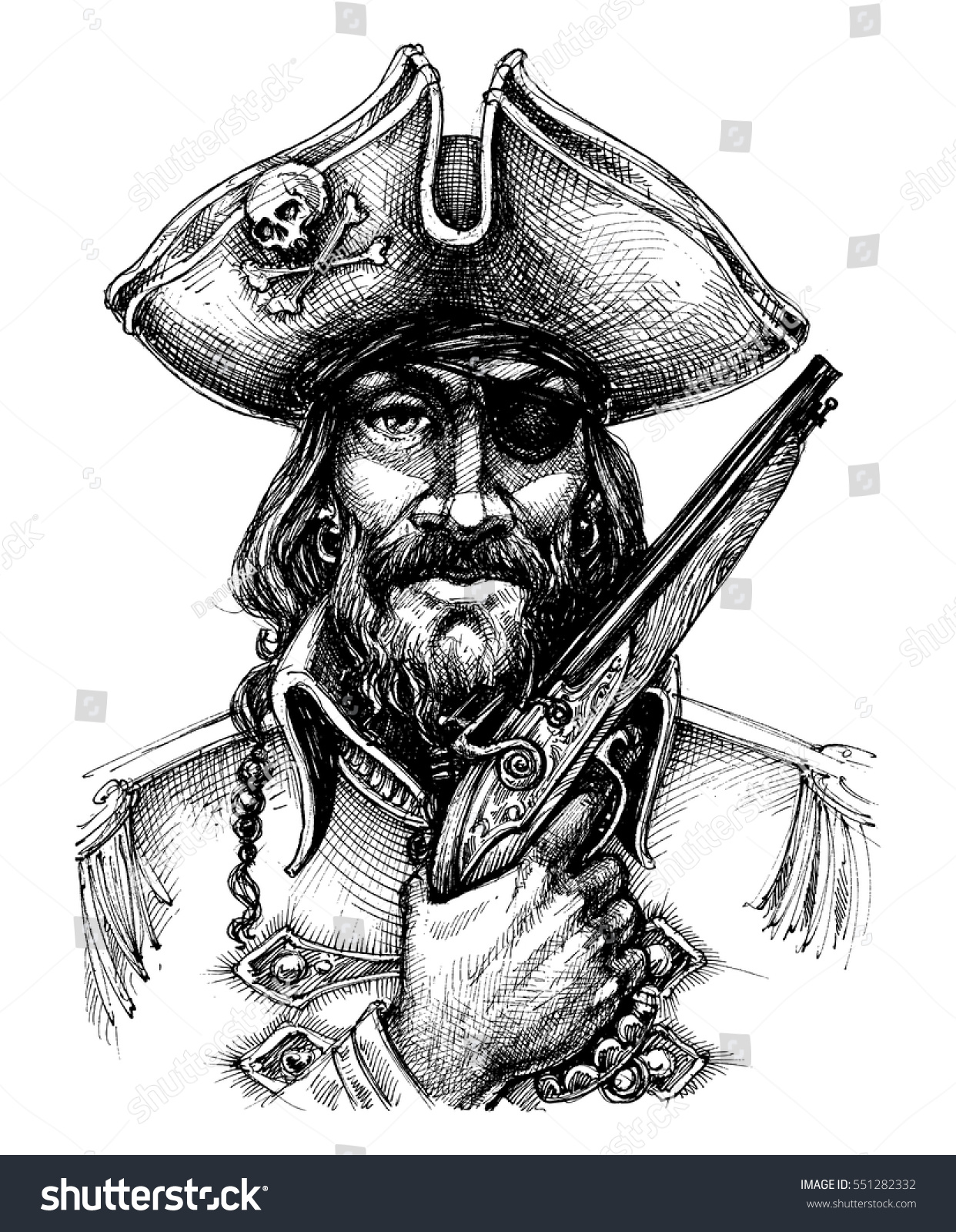 Pirate Portrait Drawing Stock Vector Royalty Free 551282332 Shutterstock 5605