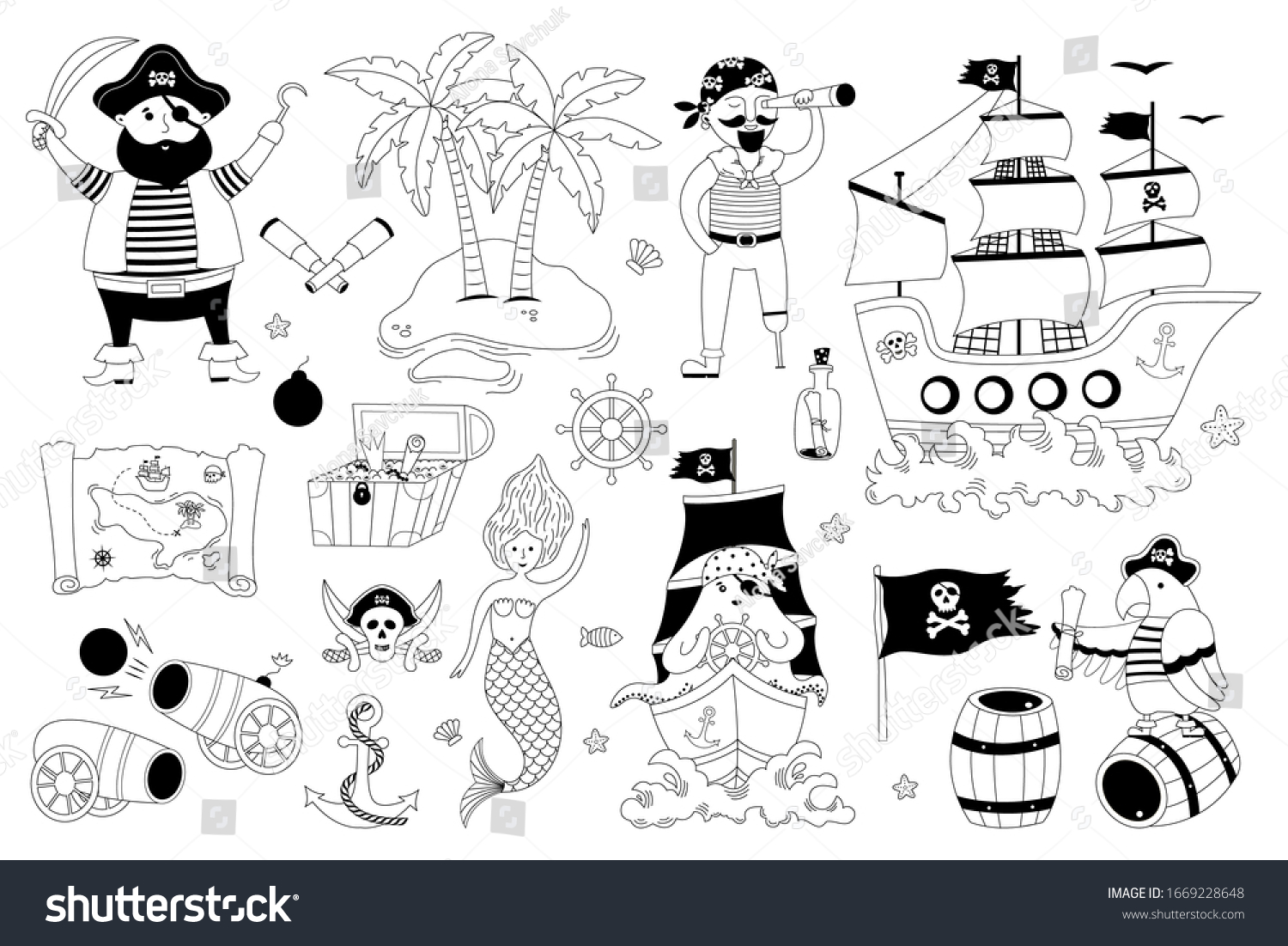 39,787 Pirate black and white Stock Illustrations, Images & Vectors ...