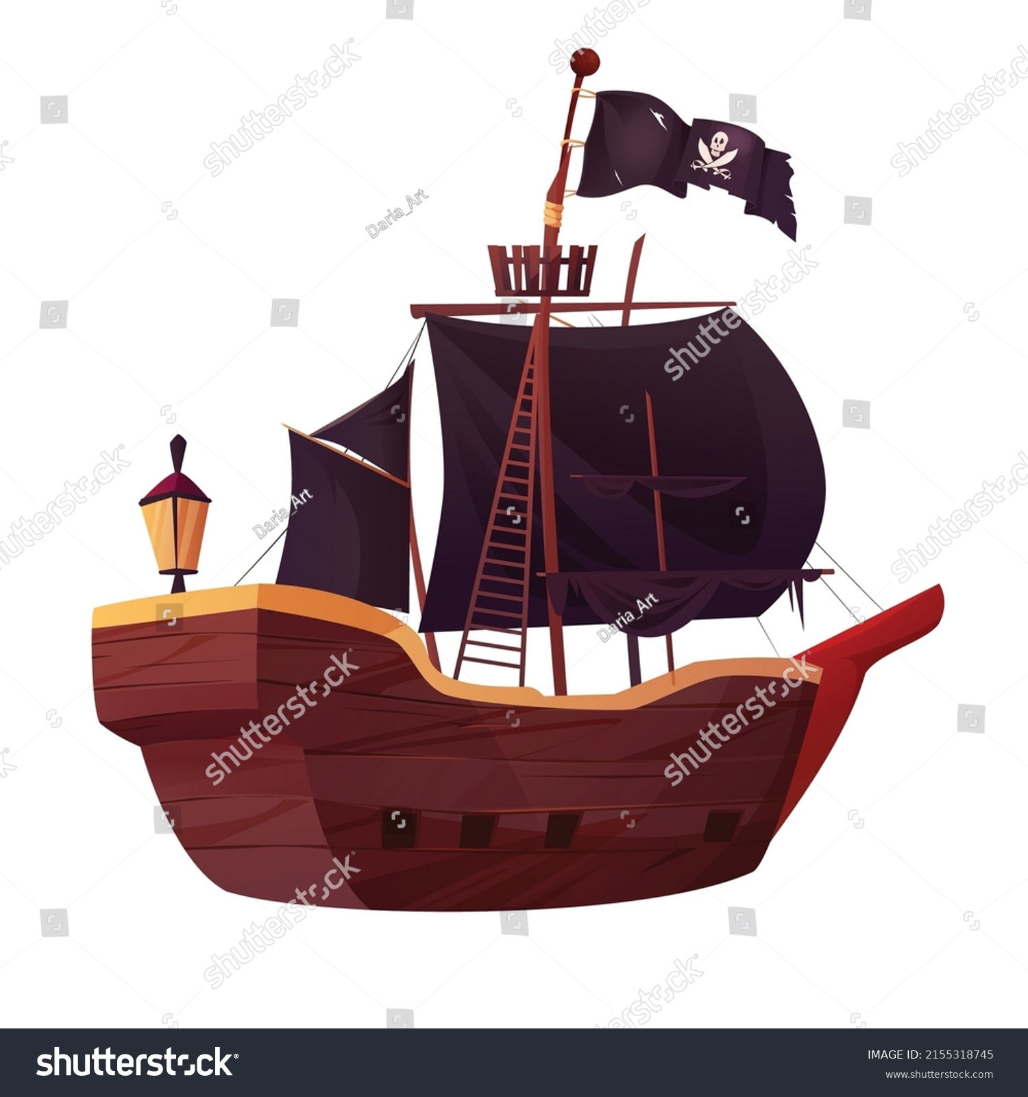 Pirate Ship Cartoon Vector Illustration Stock Vector (Royalty Free ...