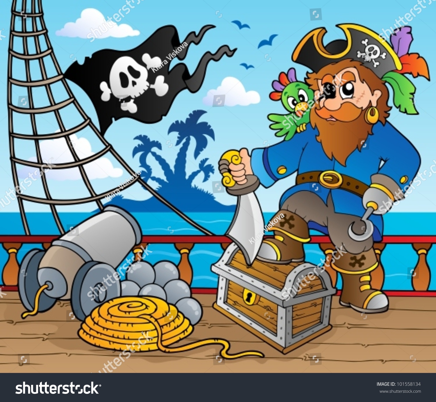 Pirate Ship Deck Theme 2 - Vector Illustration. - 101558134 : Shutterstock